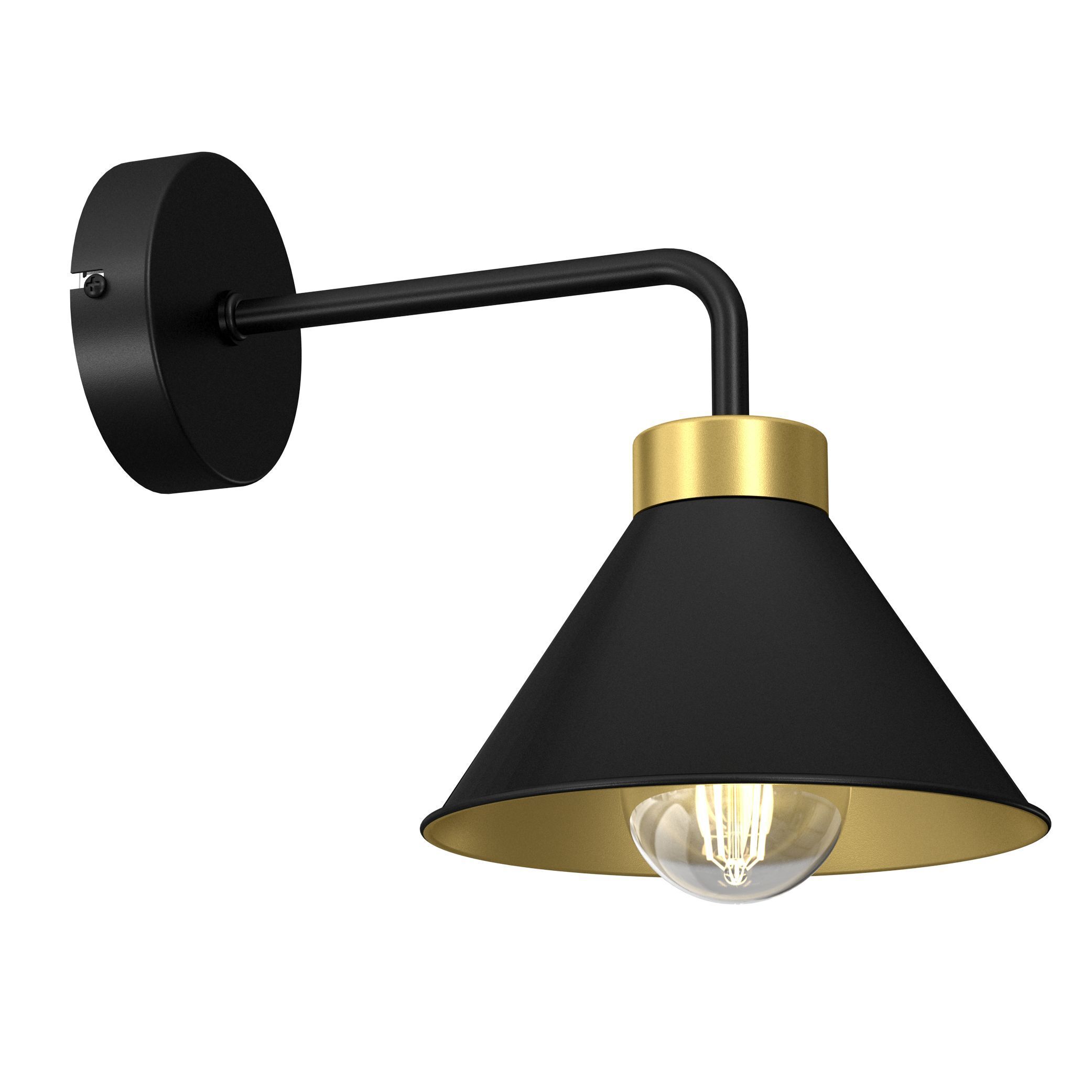 Wandlampe Schwarz Gold E27 Metall Loft Design