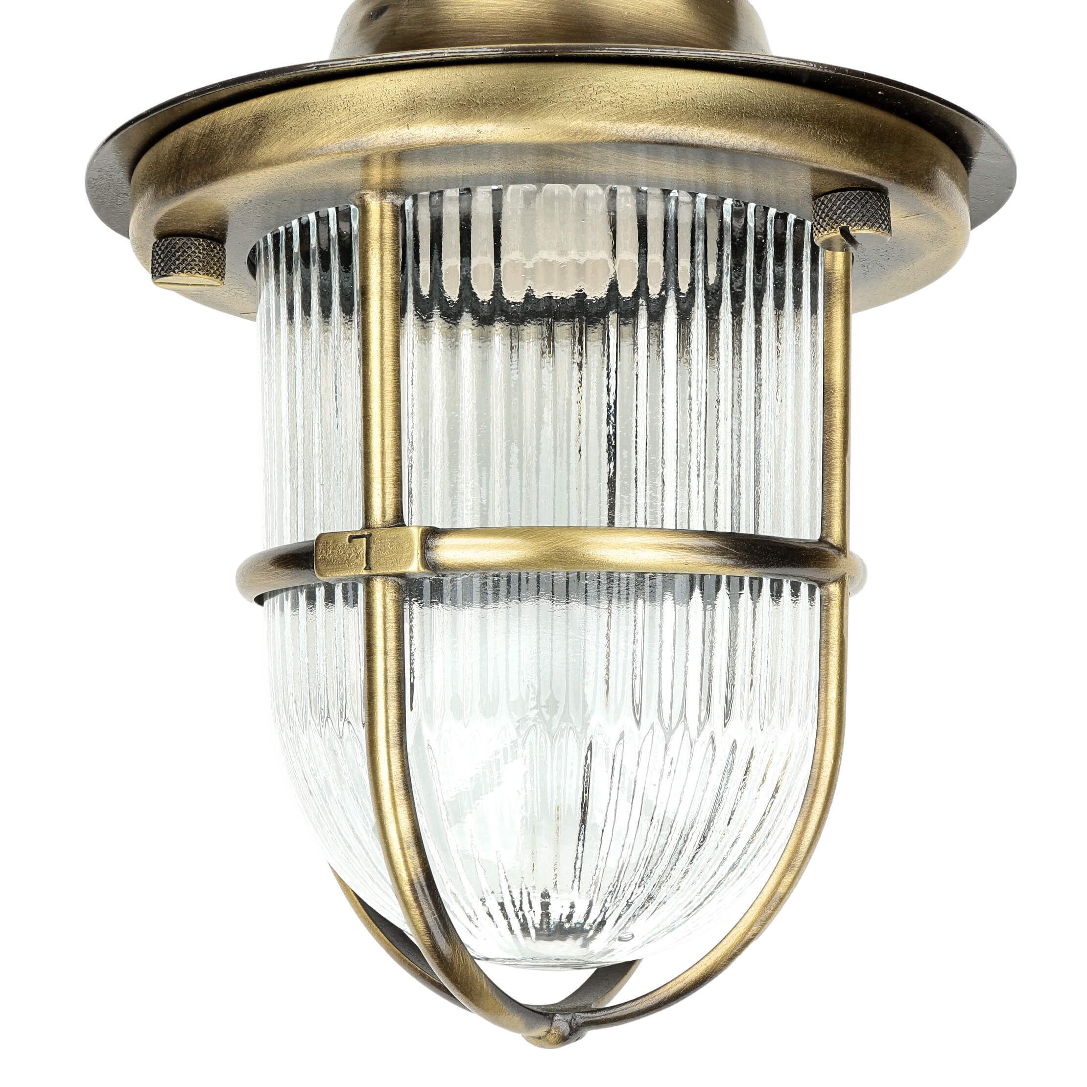 Deckenlampe Outdoor Echt-Messing Glas IP54 Maritim