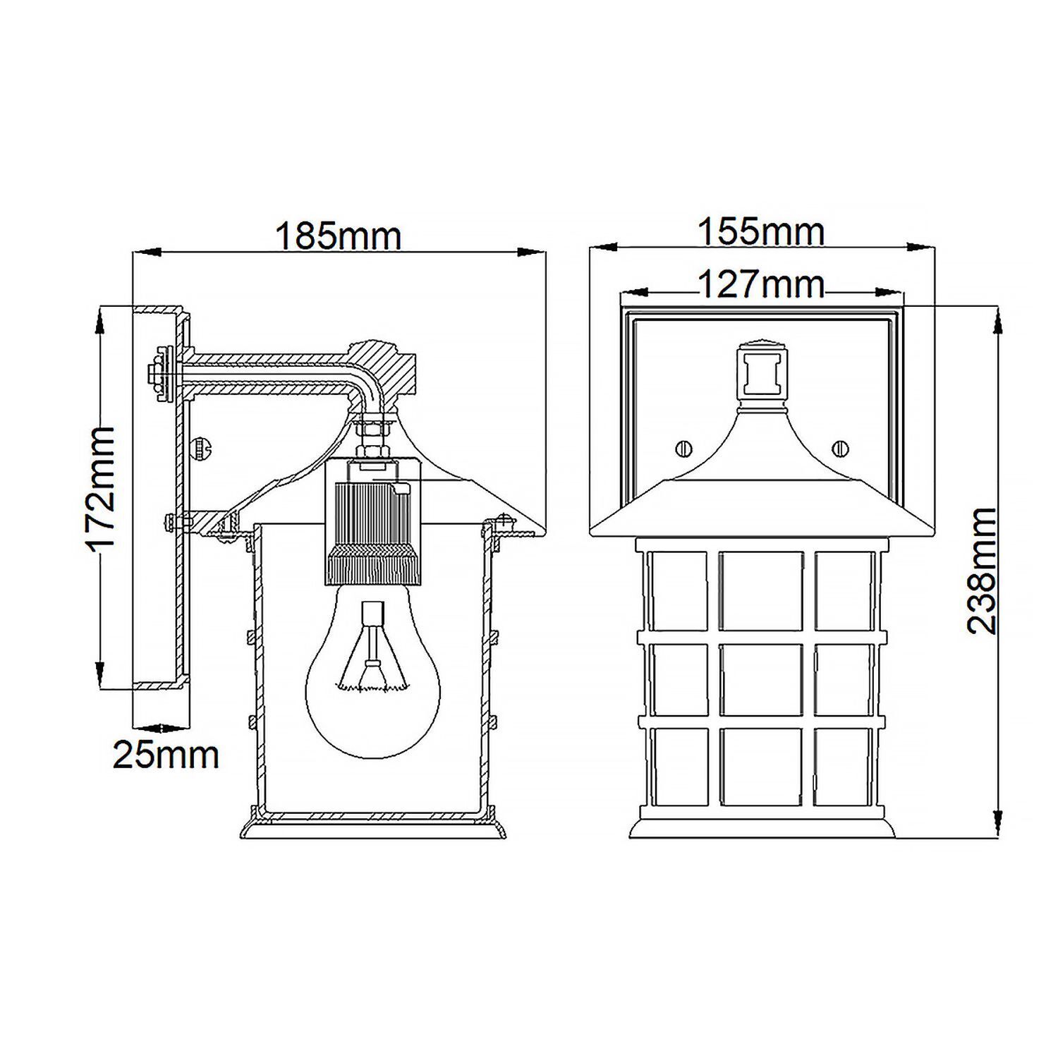 Wandlampe außen H: 23,8 cm IP44 Weiß E27 Vintage