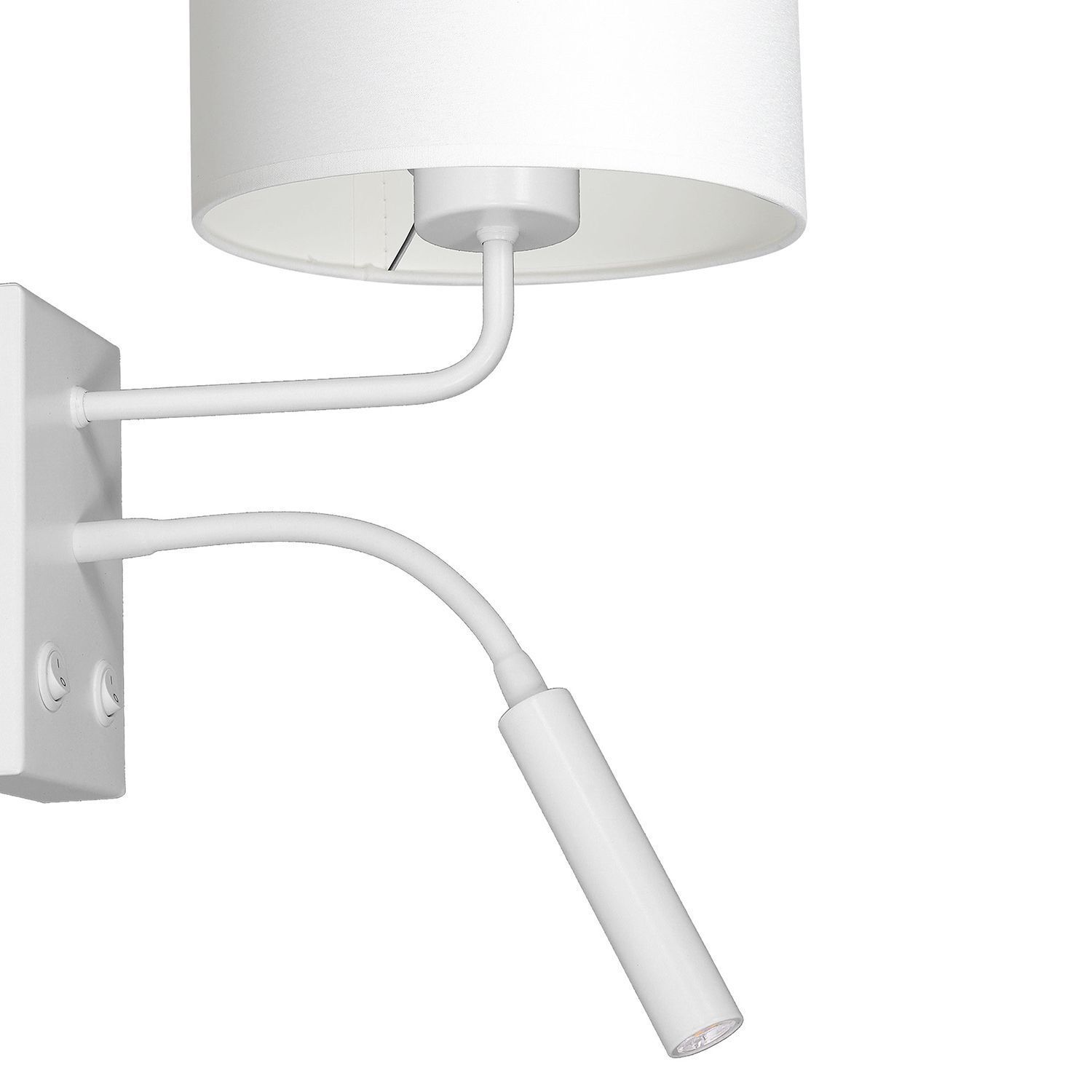 Wandlampe Weiß Stoff Lesearm E27 G9 H:38 cm blendarm