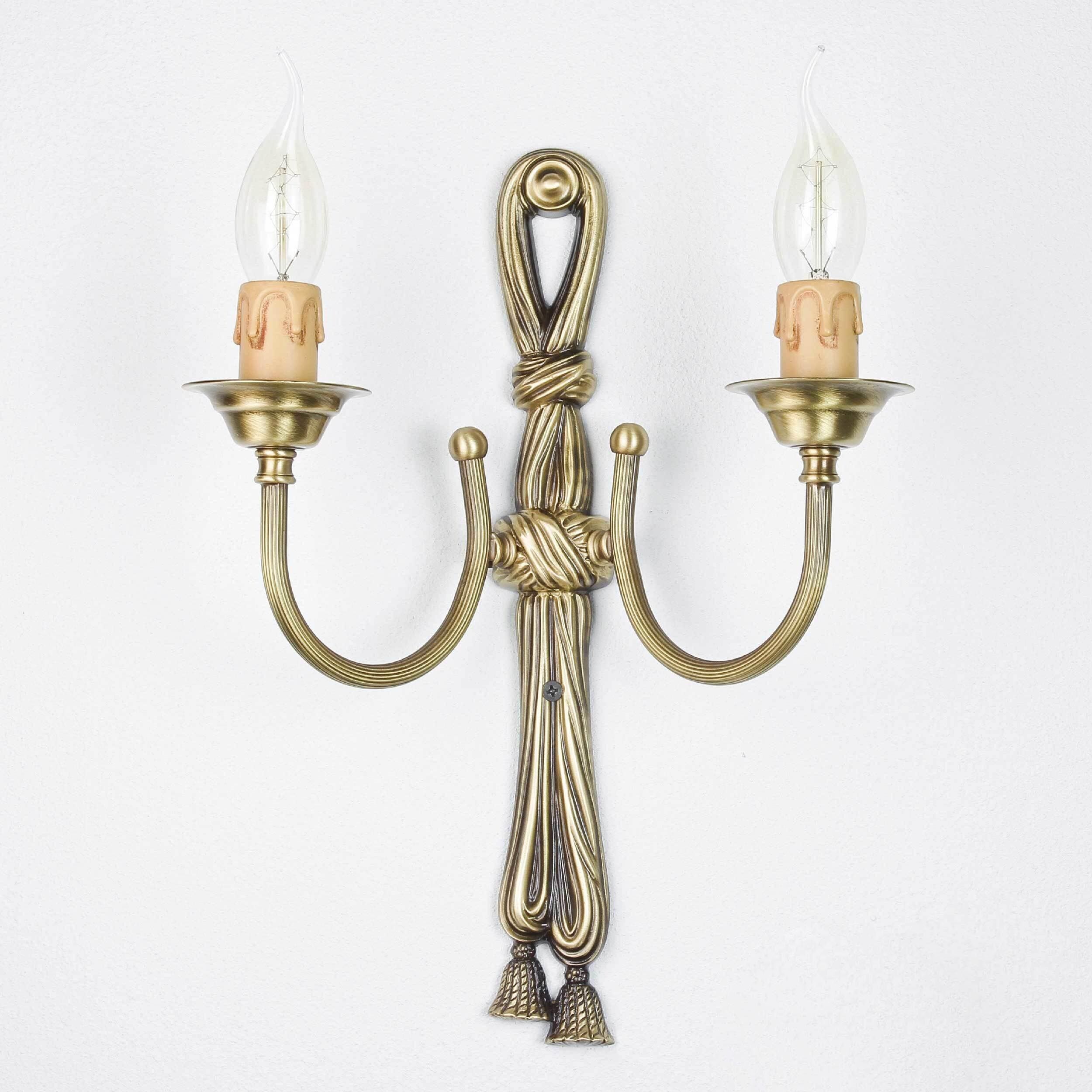 Wandlampe Leuchter 2-flmg Bronze aus Echt-Messing