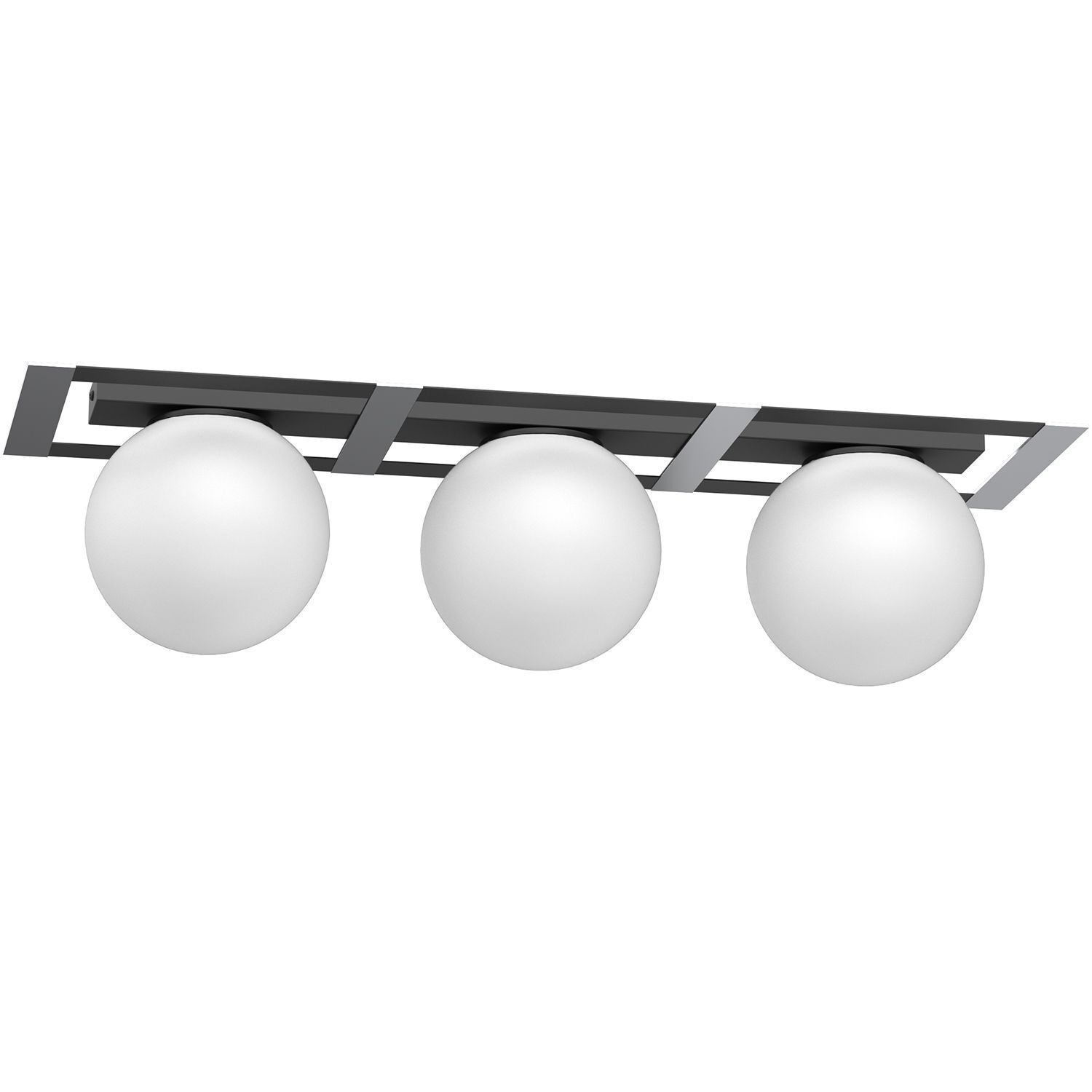 Deckenleuchte Glaskugeln Schwarz Weiß Chrom E27 L:70 cm