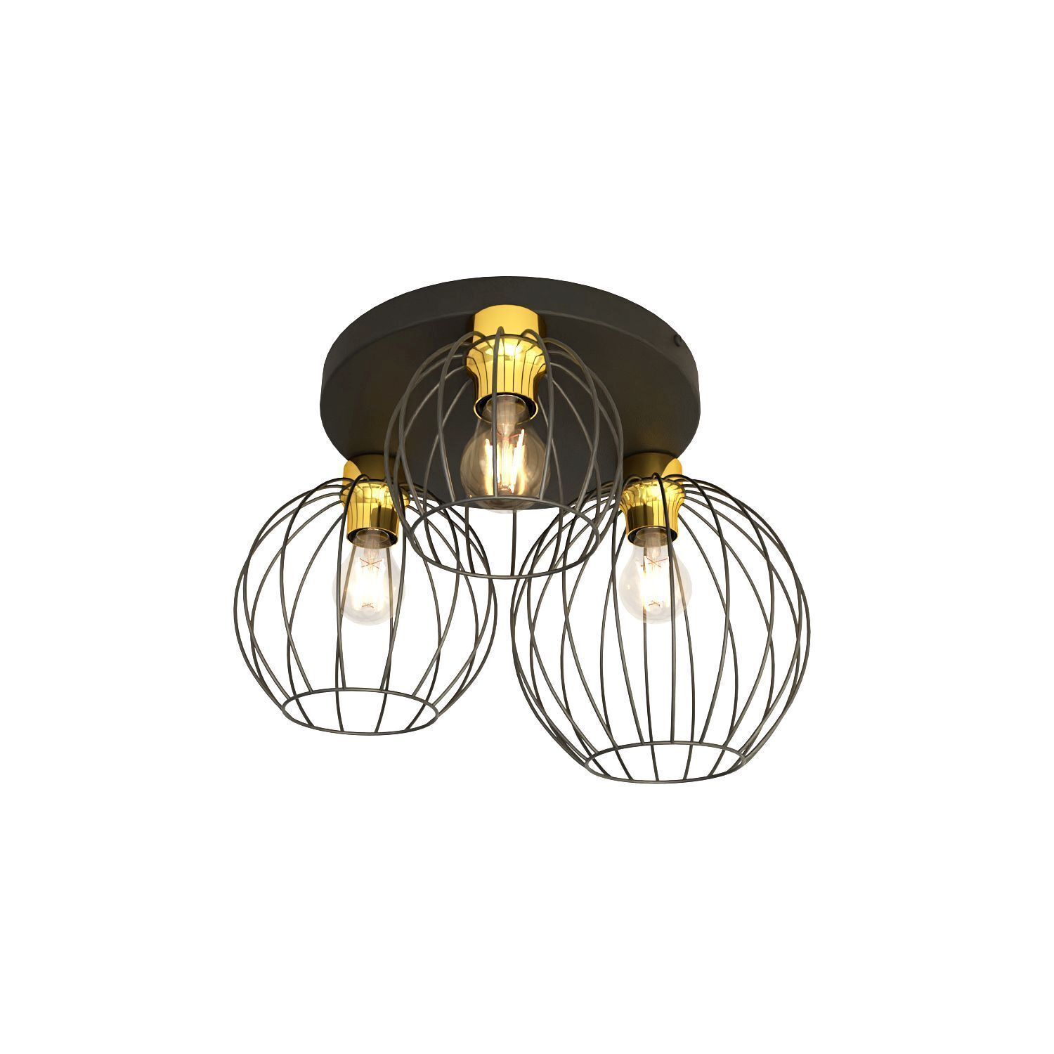 Stilvolle Deckenlampe Schwarz Gold Metall Ø41 cm rund