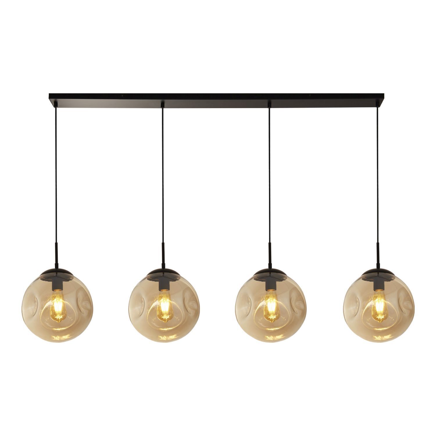 Pendelleuchte 4-flammig E27 Schwarz Champagner Glas