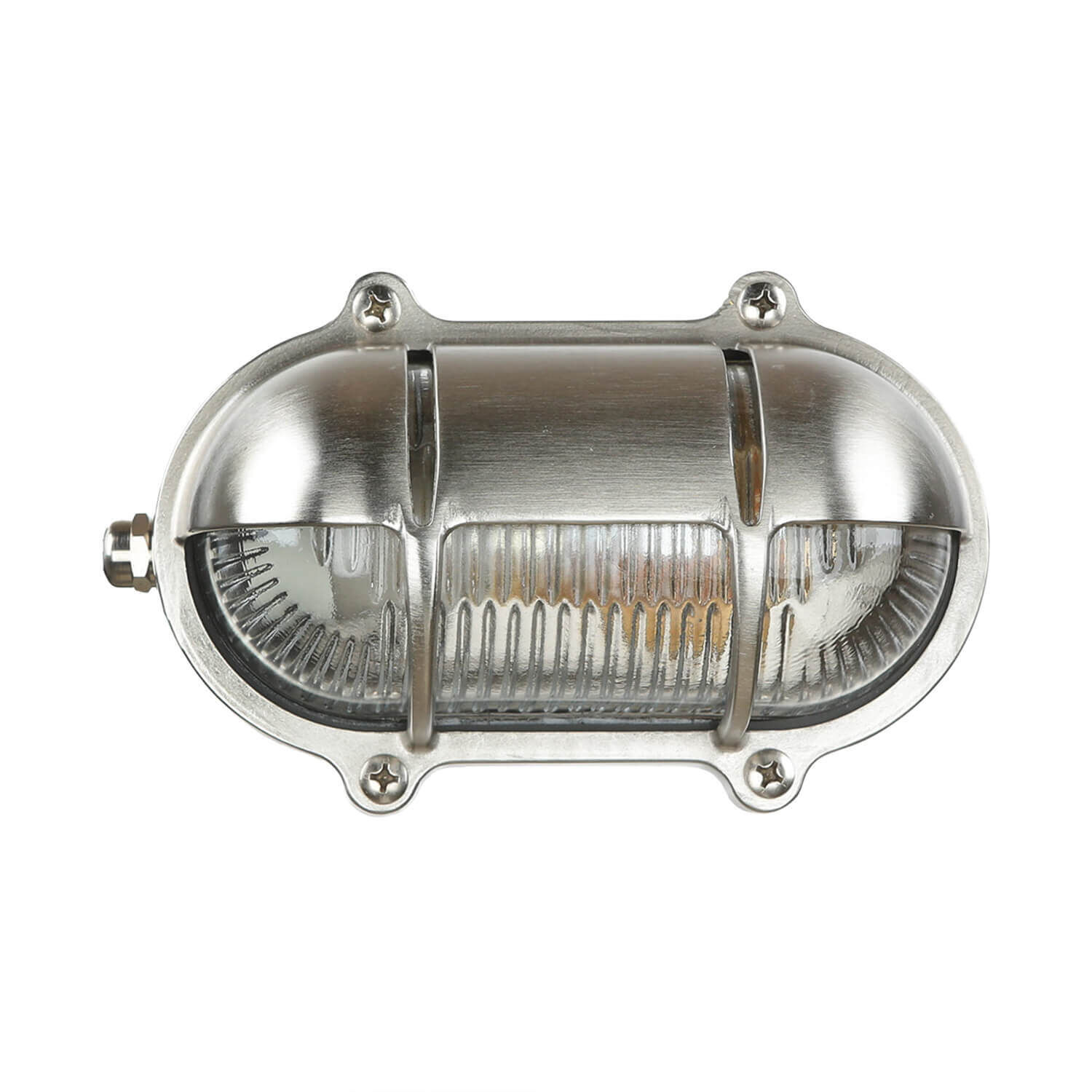 Wandlampe Nickel IP64 Echt-Messing oval Maritim