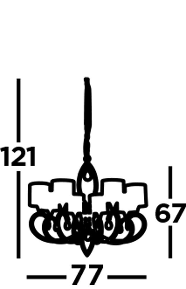 Kronleuchter mit Schirm Ø 77 cm 8-armig in Messing Antik