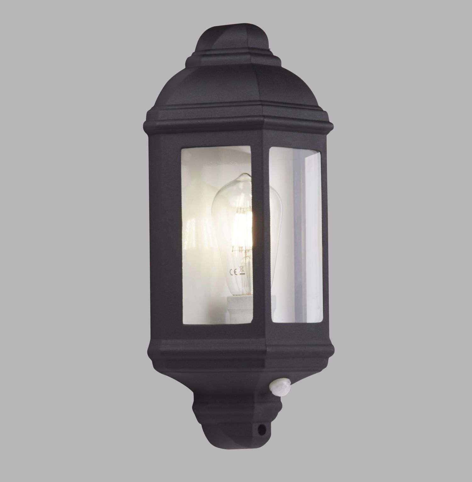 Außenwandlampe IP44 E27 Schwarz Bewegungsmelder H: 36 cm