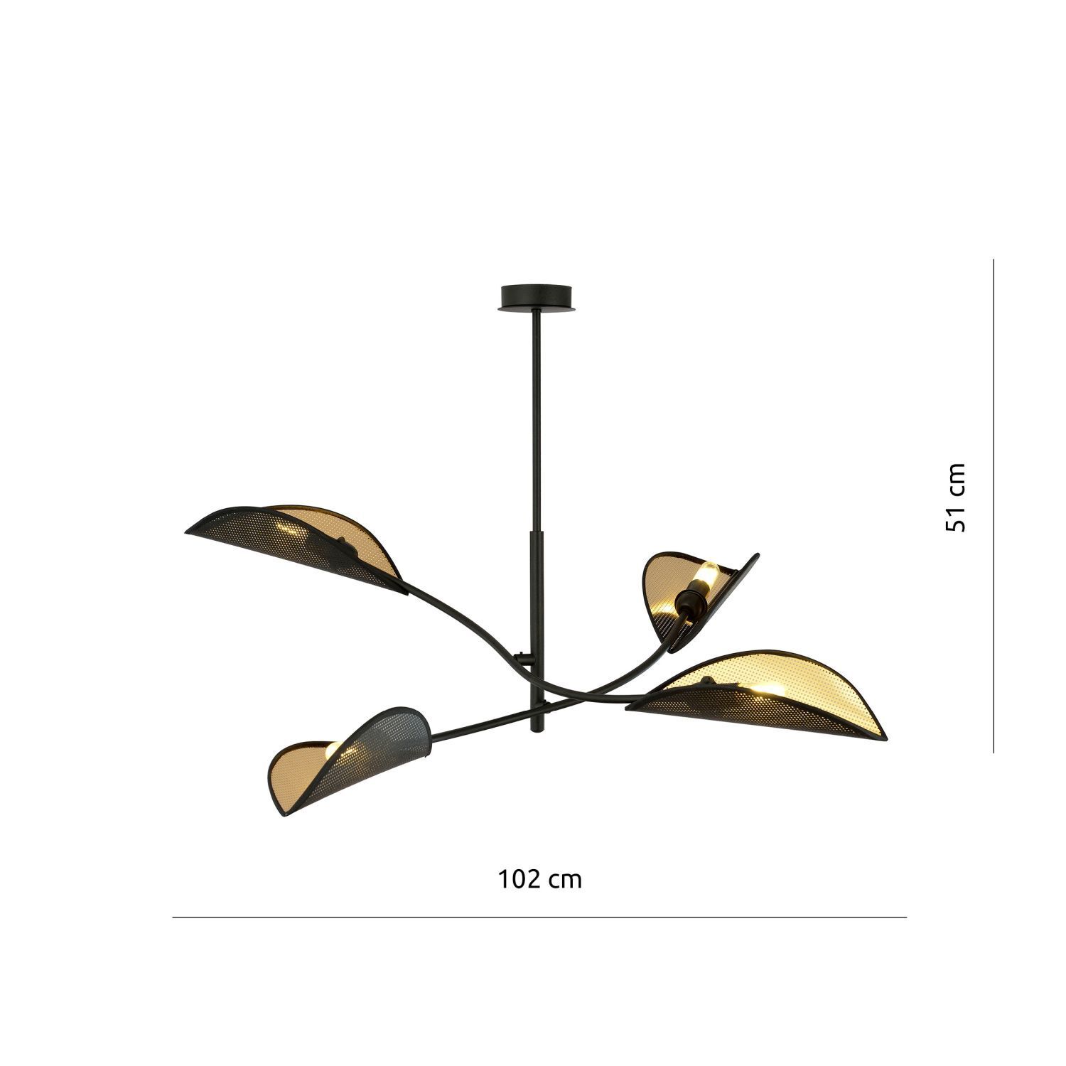 Deckenleuchte Stoff Metall 102 cm lang drehbar Schwarz Gold