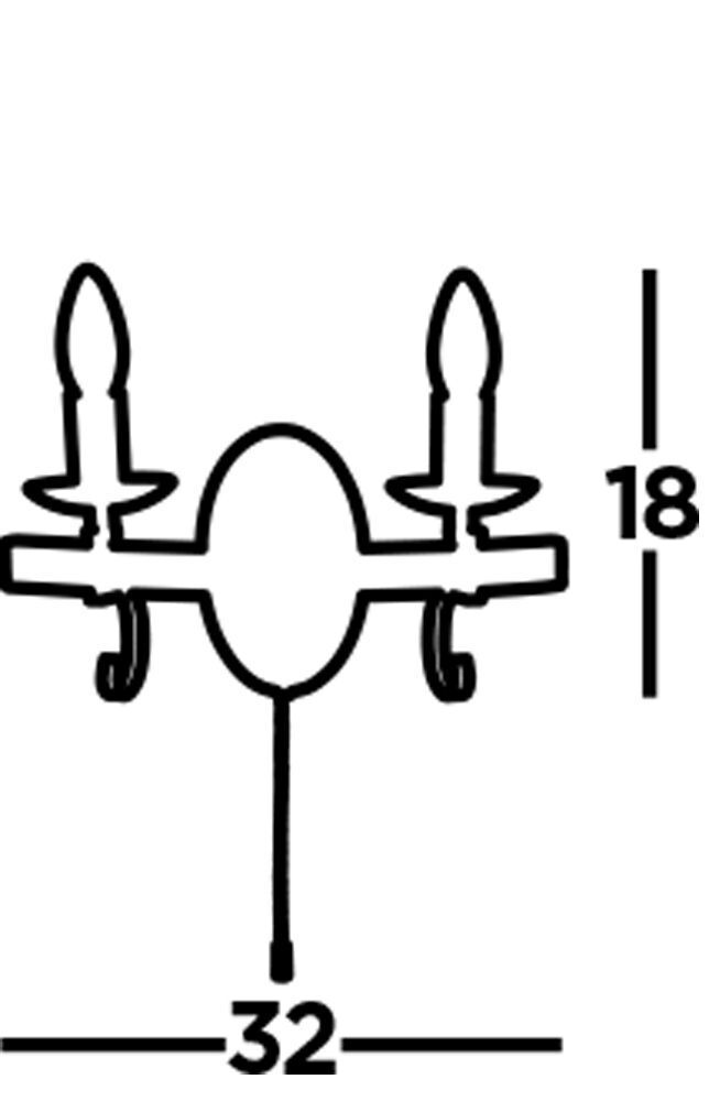 Wandlampe Eisen mit Schalter 2-flammig Schwarz E14 B: 32 cm