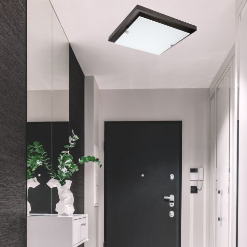 LED Deckenleuchte Braun Holz eckig Wohnzimmer