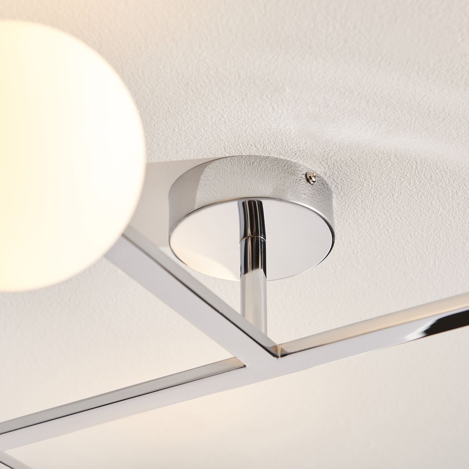 Deckenlampe Bad Glas Metall IP44 65 cm lang Chrom Weiß 3x G9