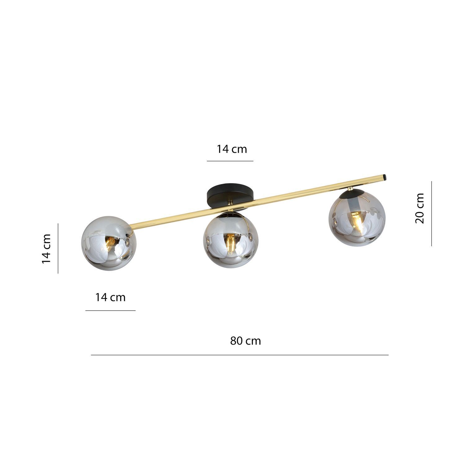 Deckenleuchte länglich 80 cm Glas Metall LUISELLA