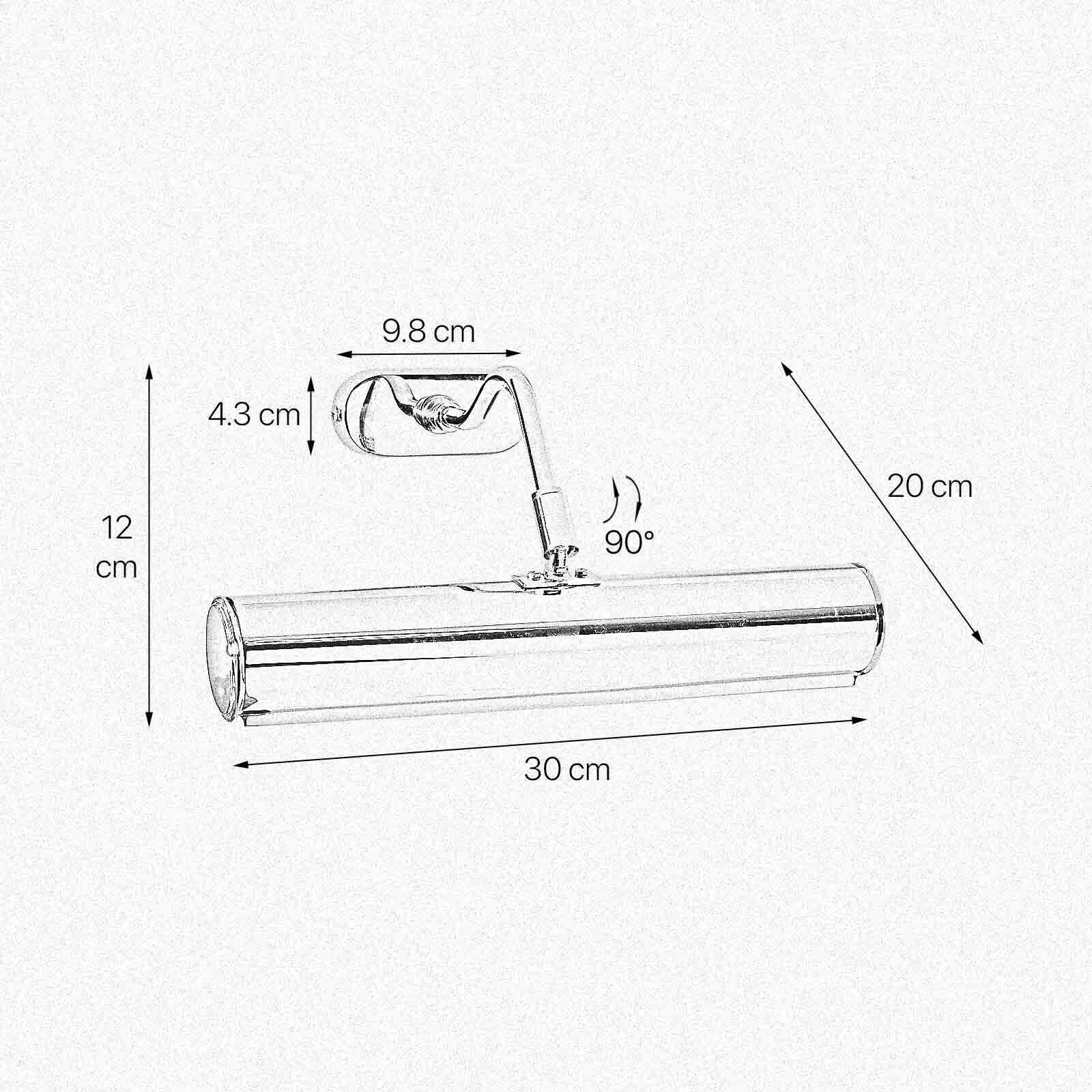 Vergoldete Bilderleuchte Messing 24 K B: 30 cm schwenkbar E14