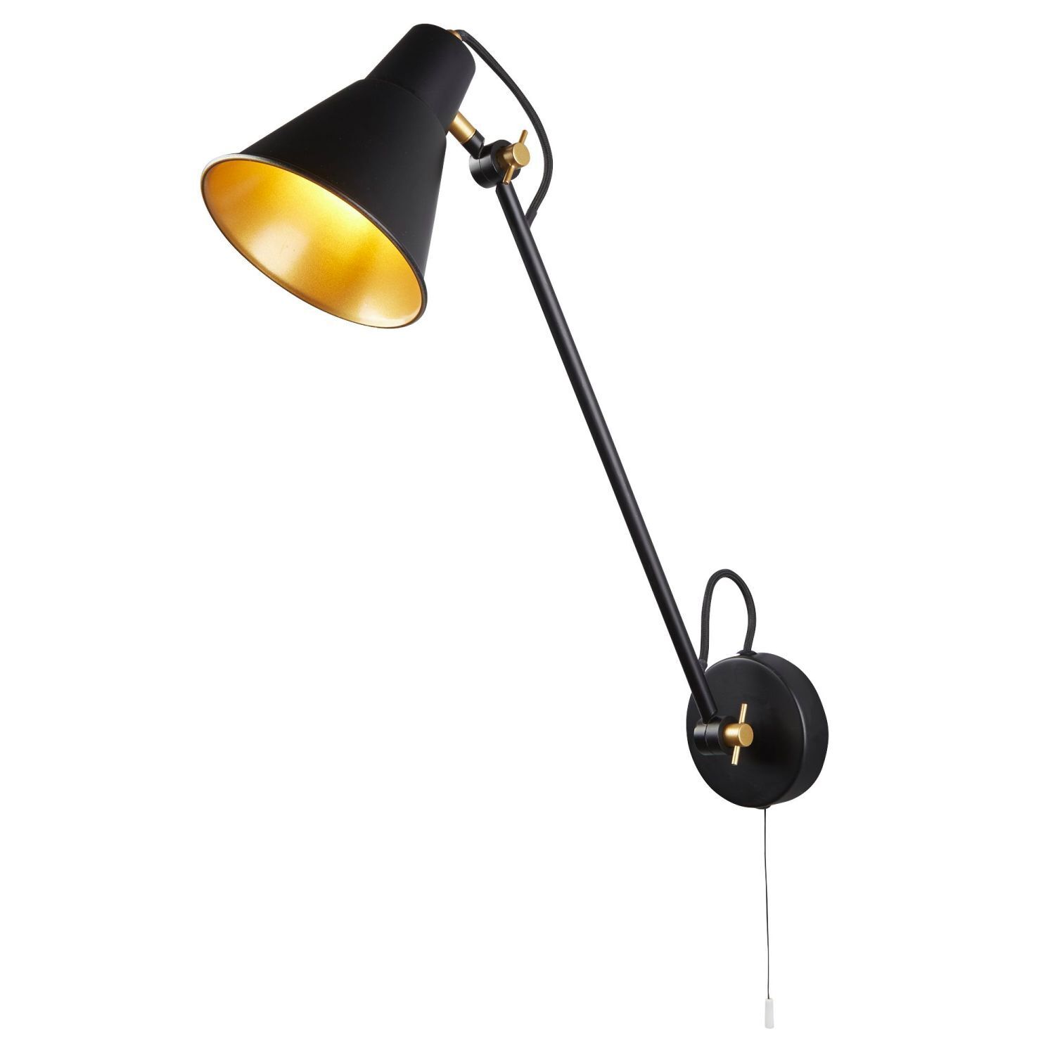 Wandlampe Schwarz Golz verstellbar Gelenke E27 mit Schalter