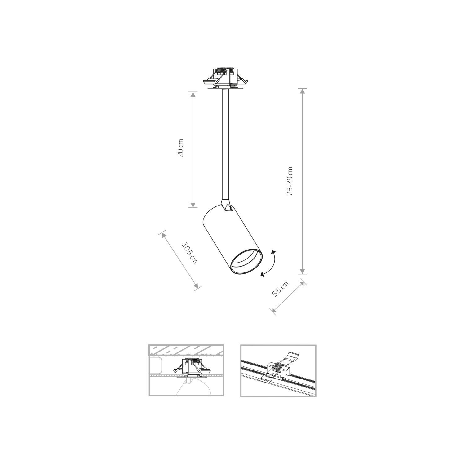 Spot Lampe Decke Unterputz verstellbar GU10 in Schwarz Messing