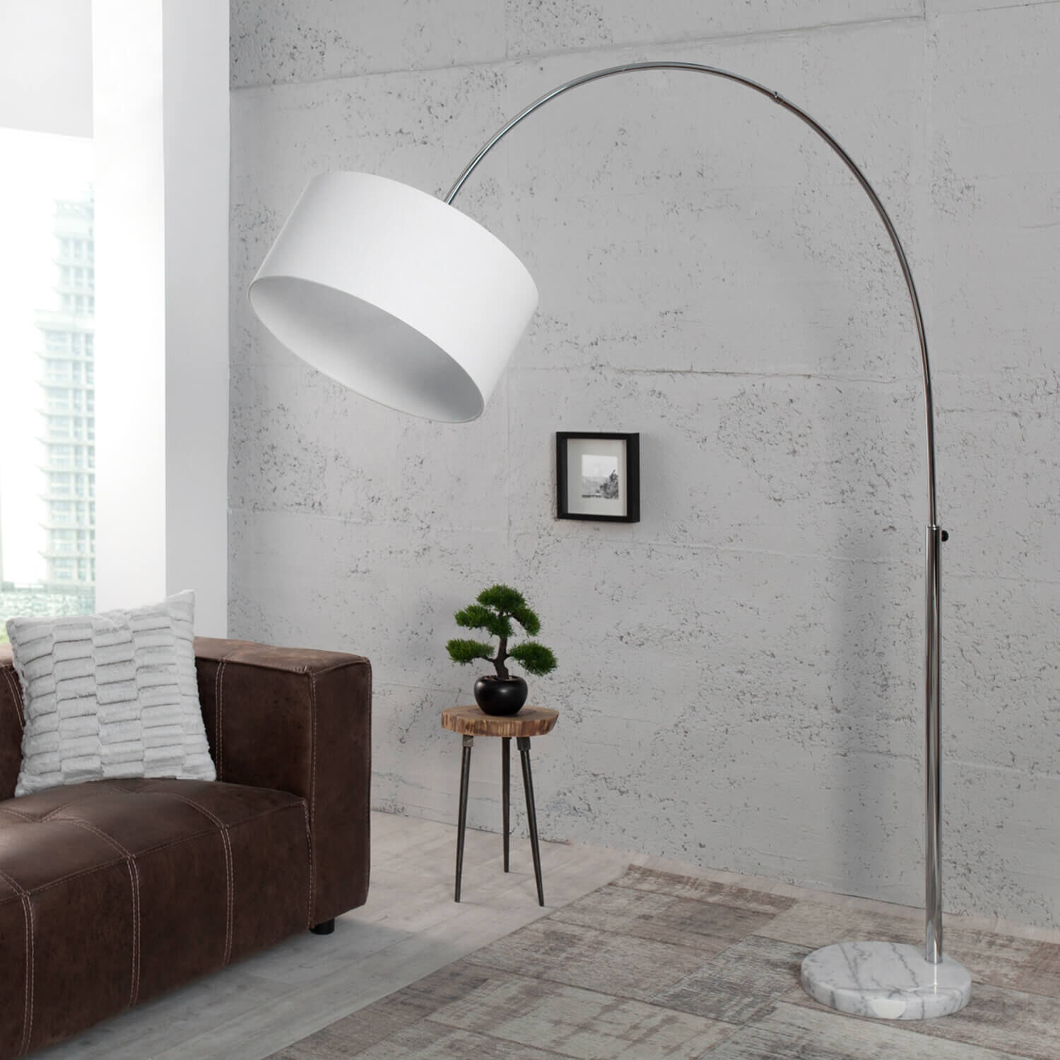 Stehlampe Weißer Schirm 170cm Lampe Wohnzimmer