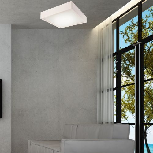 LED Deckenleuchte Weiß Holz eckig Wohnzimmer