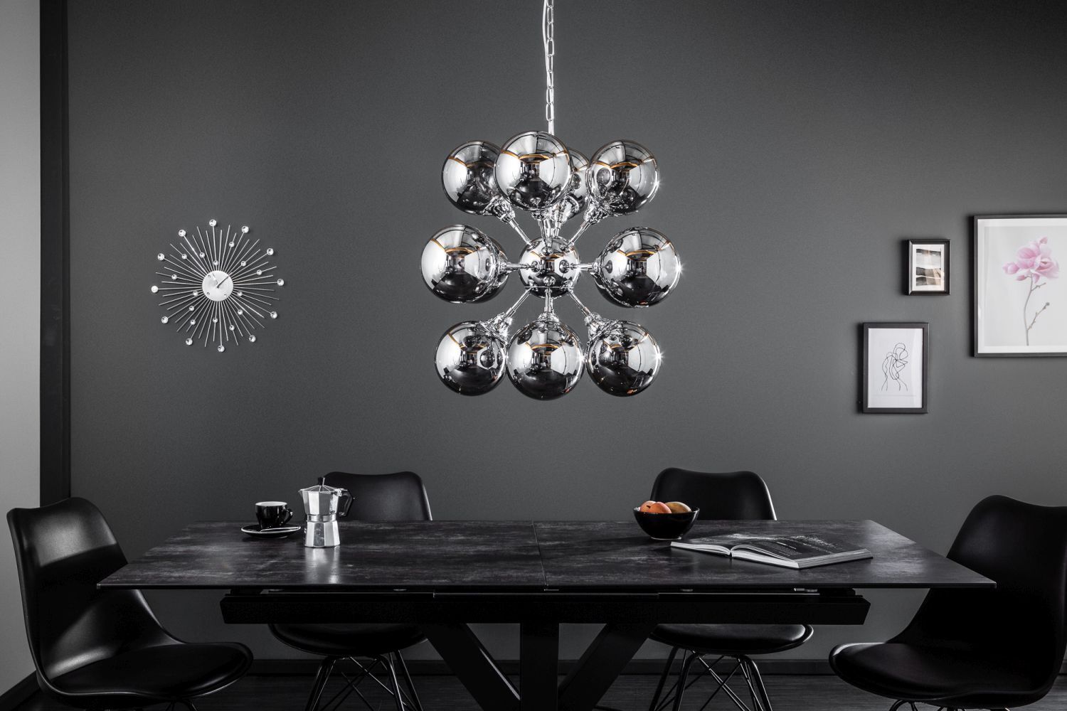 Pendelleuchte Kugel Schirme in Silber Modern Design