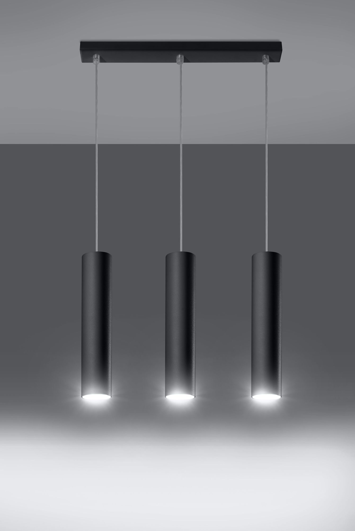 Hängeleuchte Metall 3-flammig GU10 B: 45 cm Schwarz