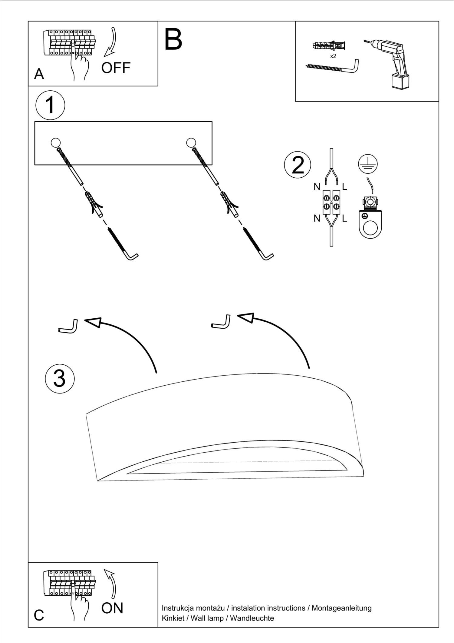 Wandlampe Up Down Beton 40 cm indirekt E27 innen