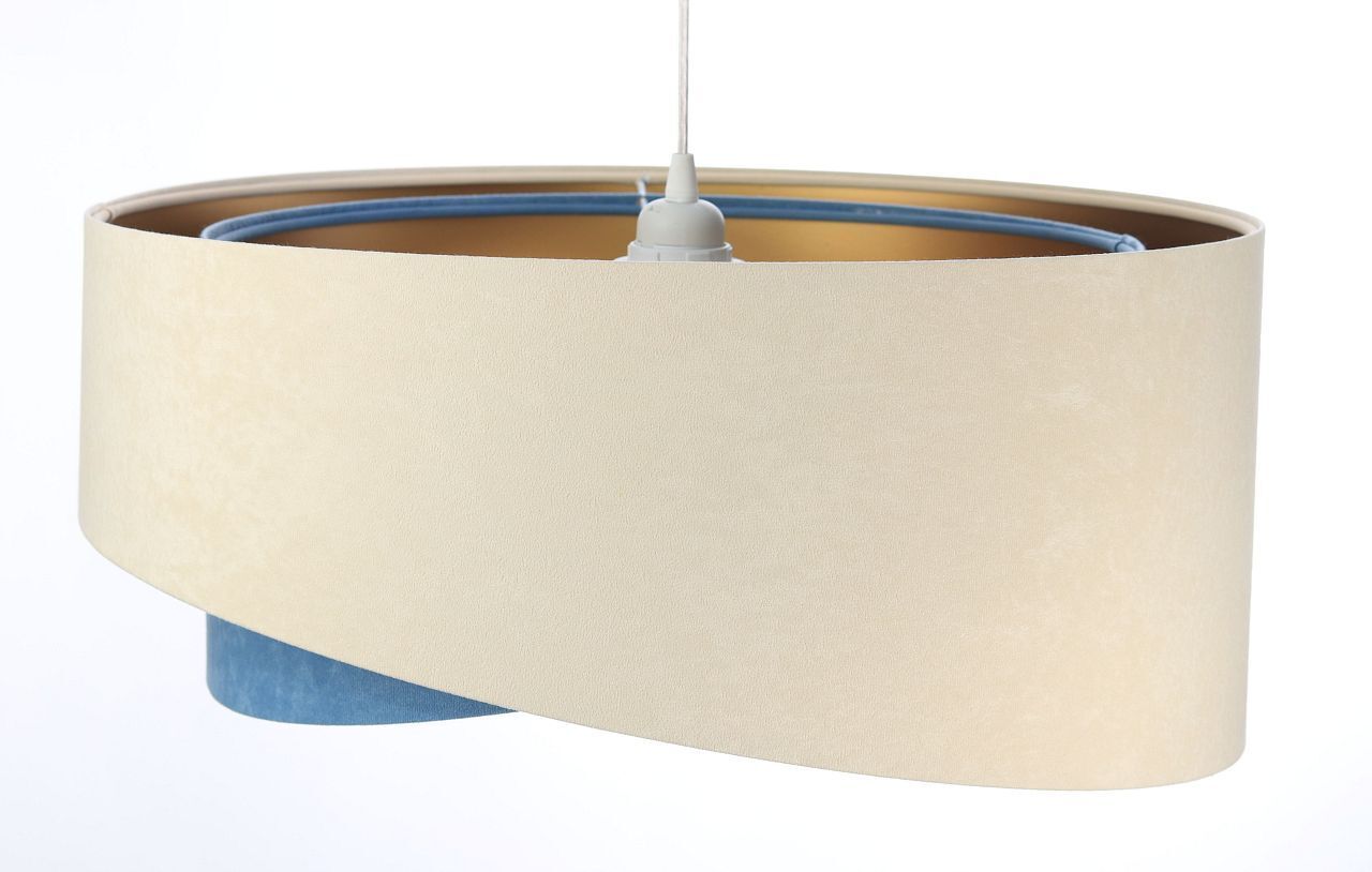 Hängeleuchte Modern Ø 50 cm Stoff Creme Blau Gold E27