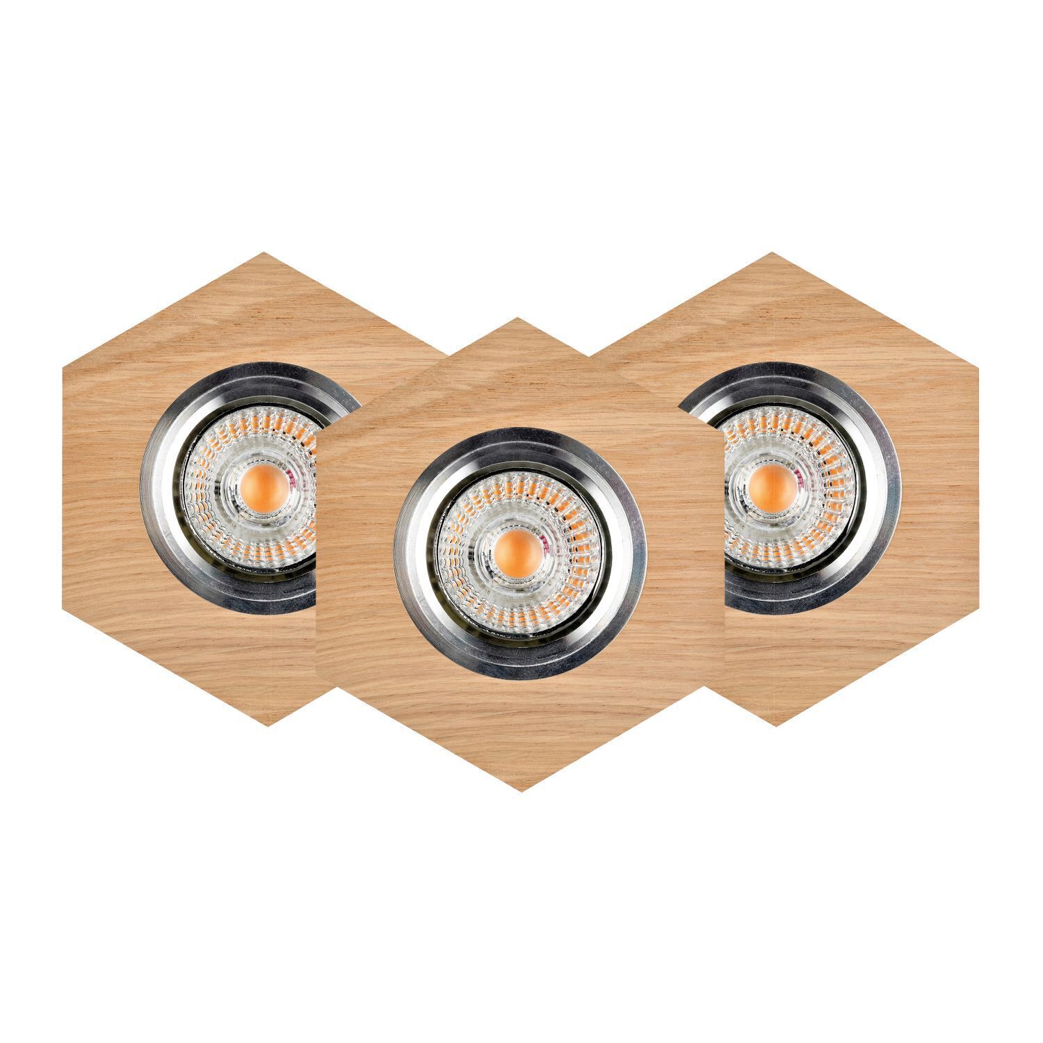 Einbauspot 3-er Set Holz Metall mit LED