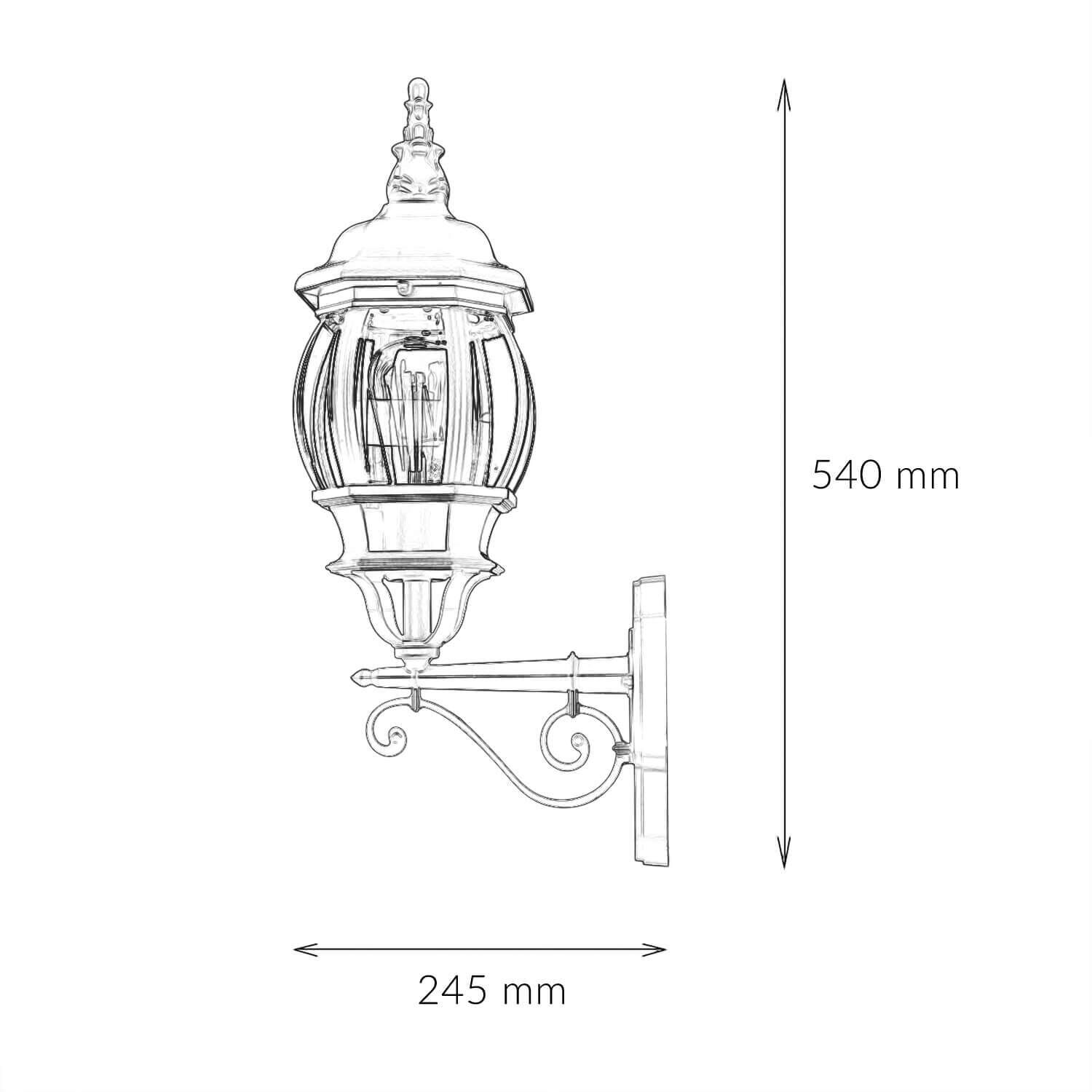 Außenleuchte Rustikal E27 Grau Glas Alu H: 54 cm IP23