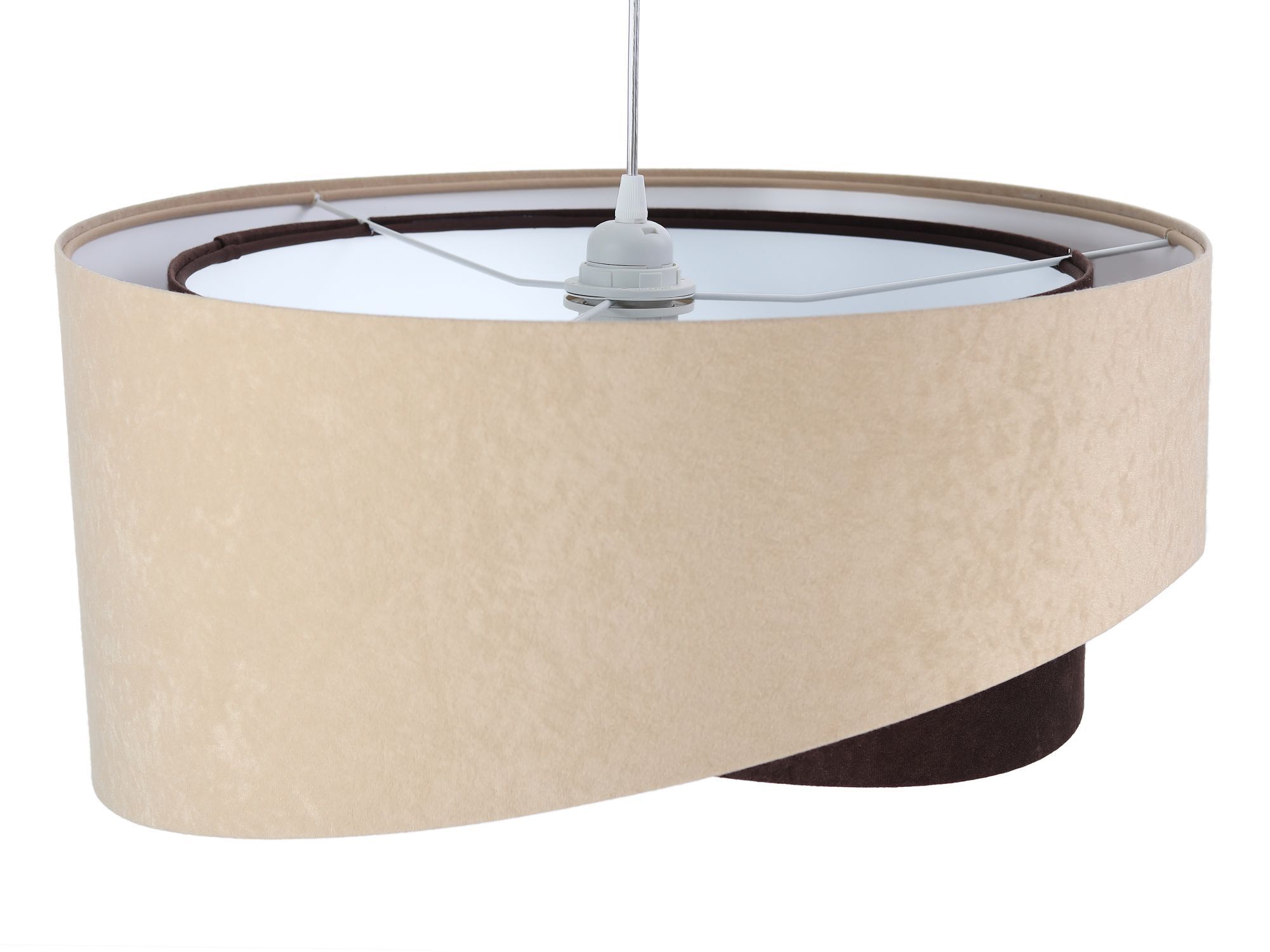 Hängeleuchte Beige Schwarz Weiß Stoff rund Lampe