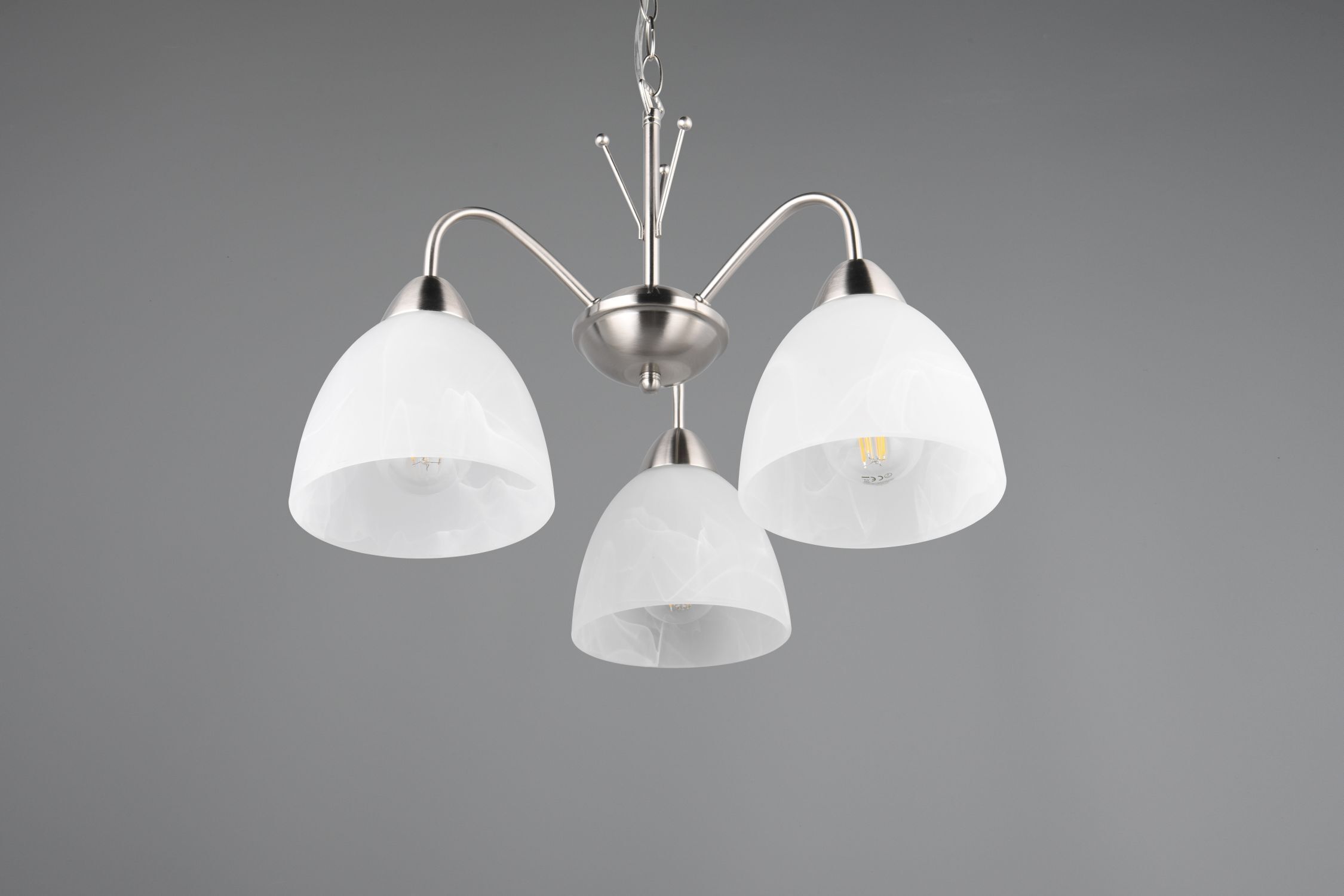 Blendarme Pendelleuchte Metall Glas Nickel Weiß E27