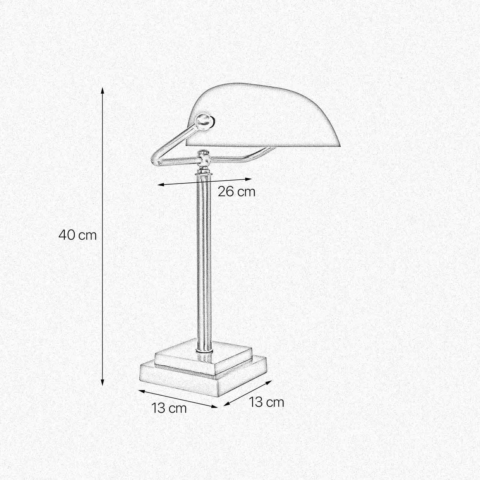 Bankerlampe Messing Glas 40 cm Zugschalter in Bronze Weiß