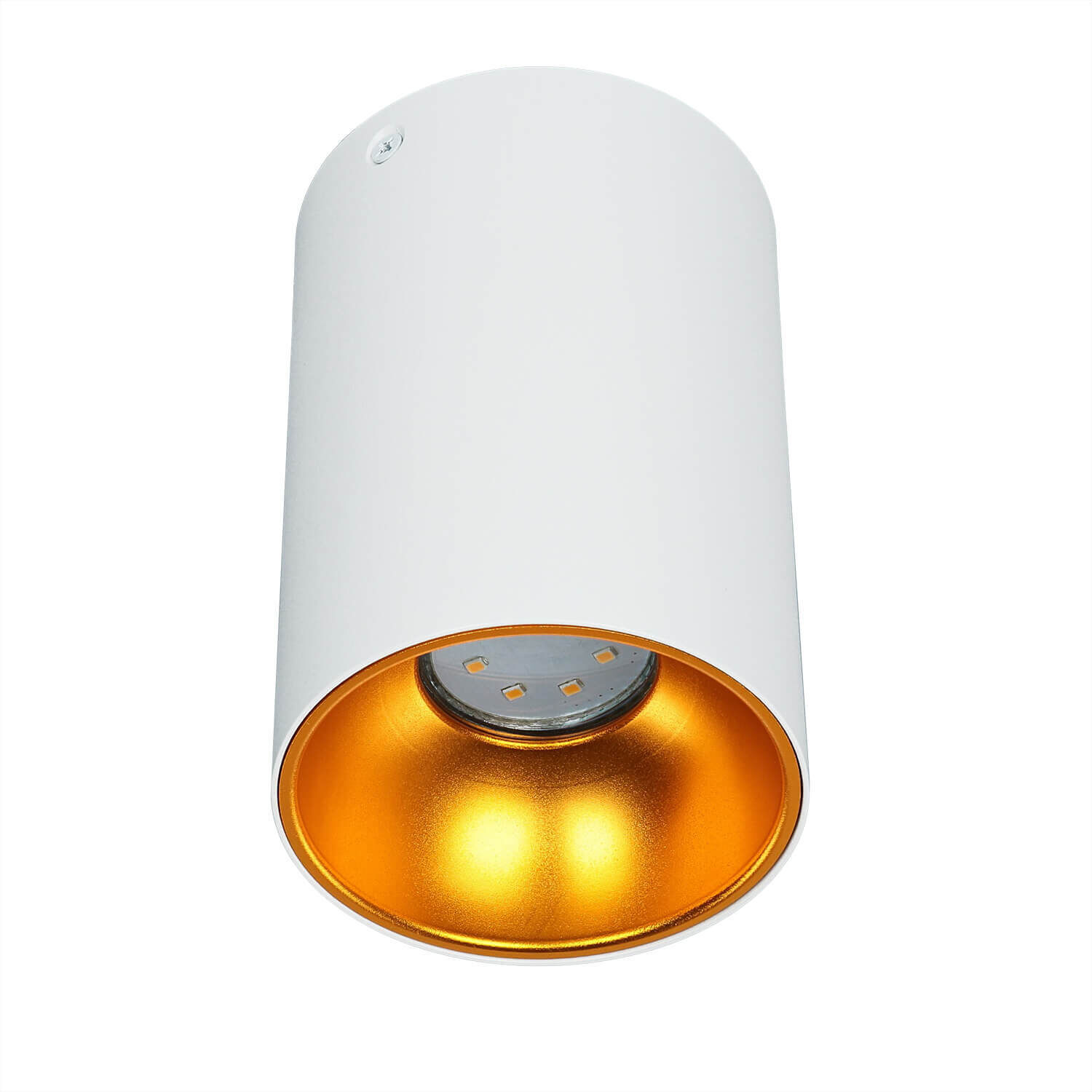 Deckenspot rund Ø 9,5 cm klein Metall GU10 Weiß Kupfer-Gold