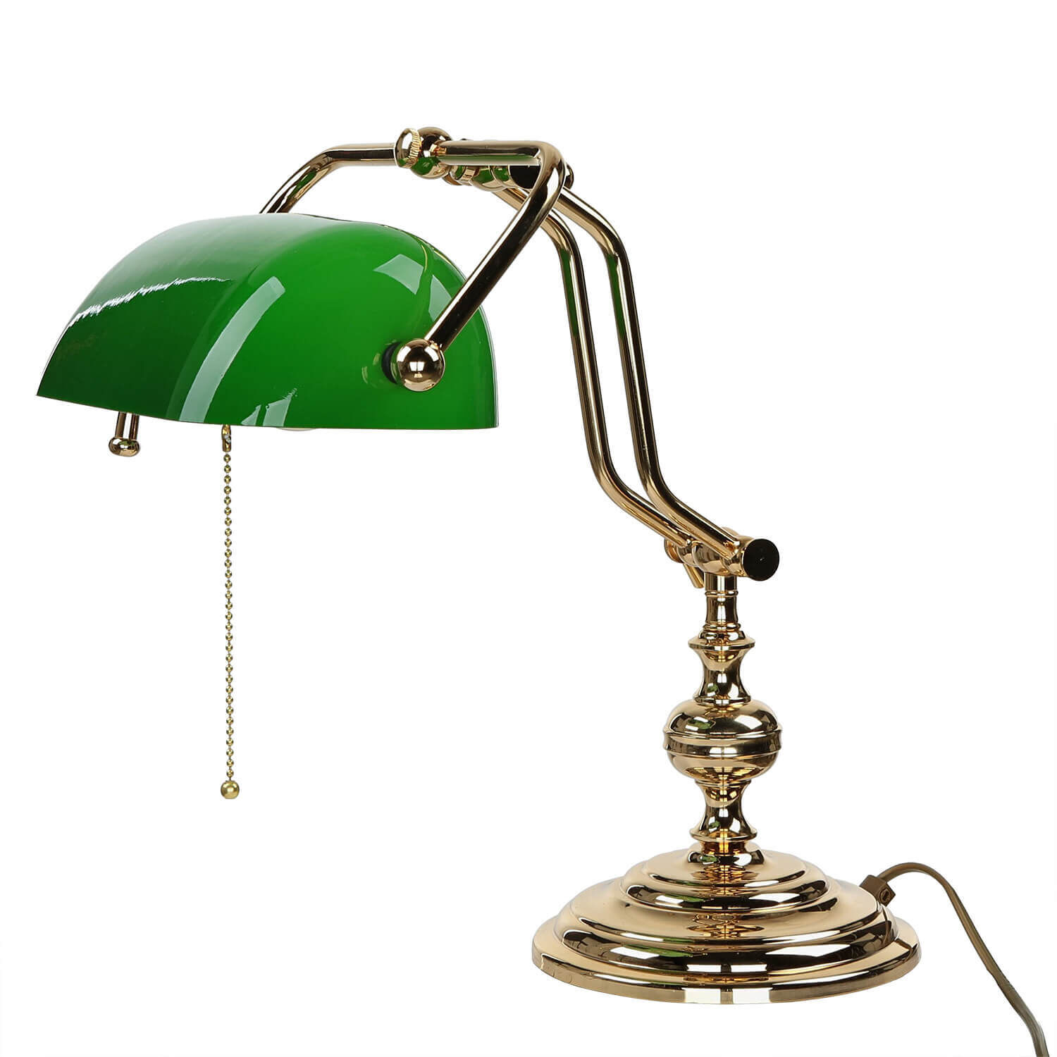 Gebogene Jugendstil Bankerlampe Vergoldet 24 Karat