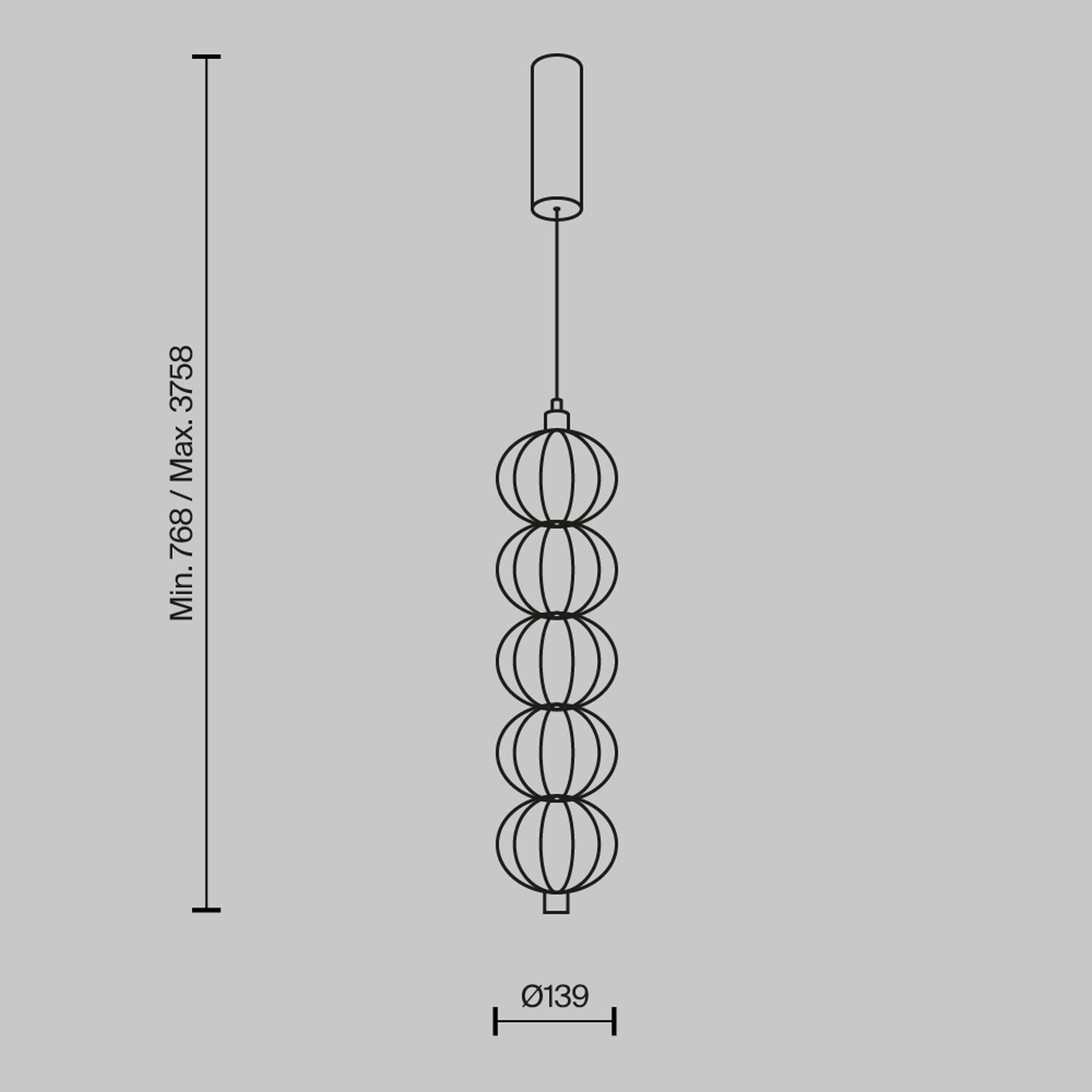 Pendelleuchte Metall LED 13,9 cm breit H: max. 375,8 cm