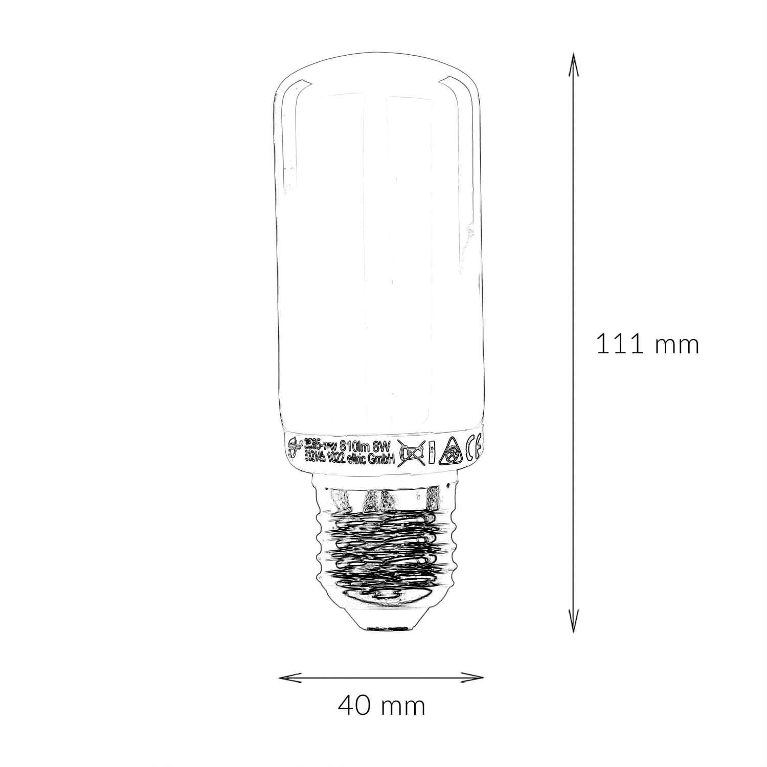 LED Leuchtmittel Röhrenlampe E27 GreenLED Kolbenlampe - LM107