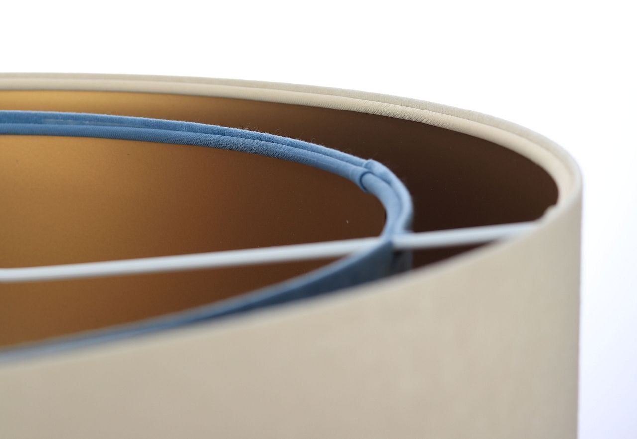 Hängeleuchte Modern Ø 50 cm Stoff Creme Blau Gold E27