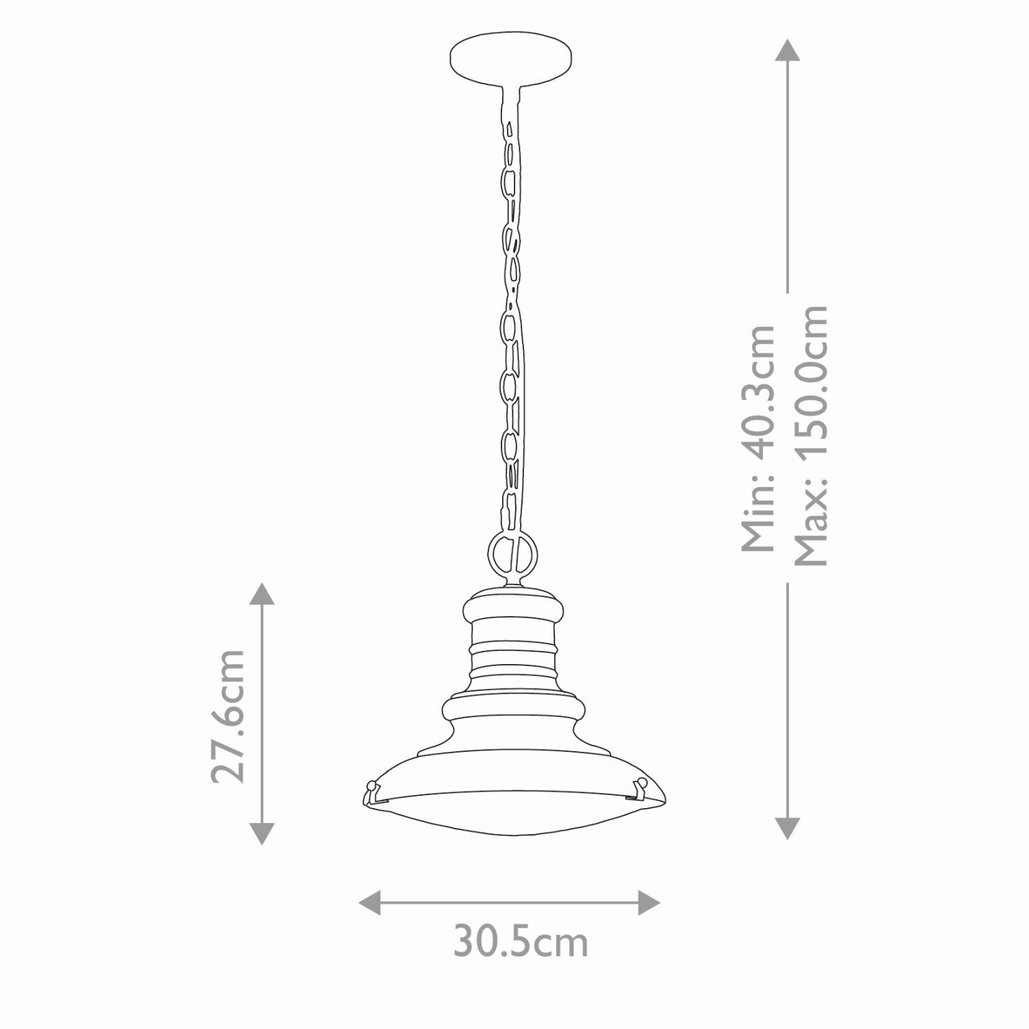 Außenlampe IP44 D: 30,5 cm E27 in Messing antik Vintage