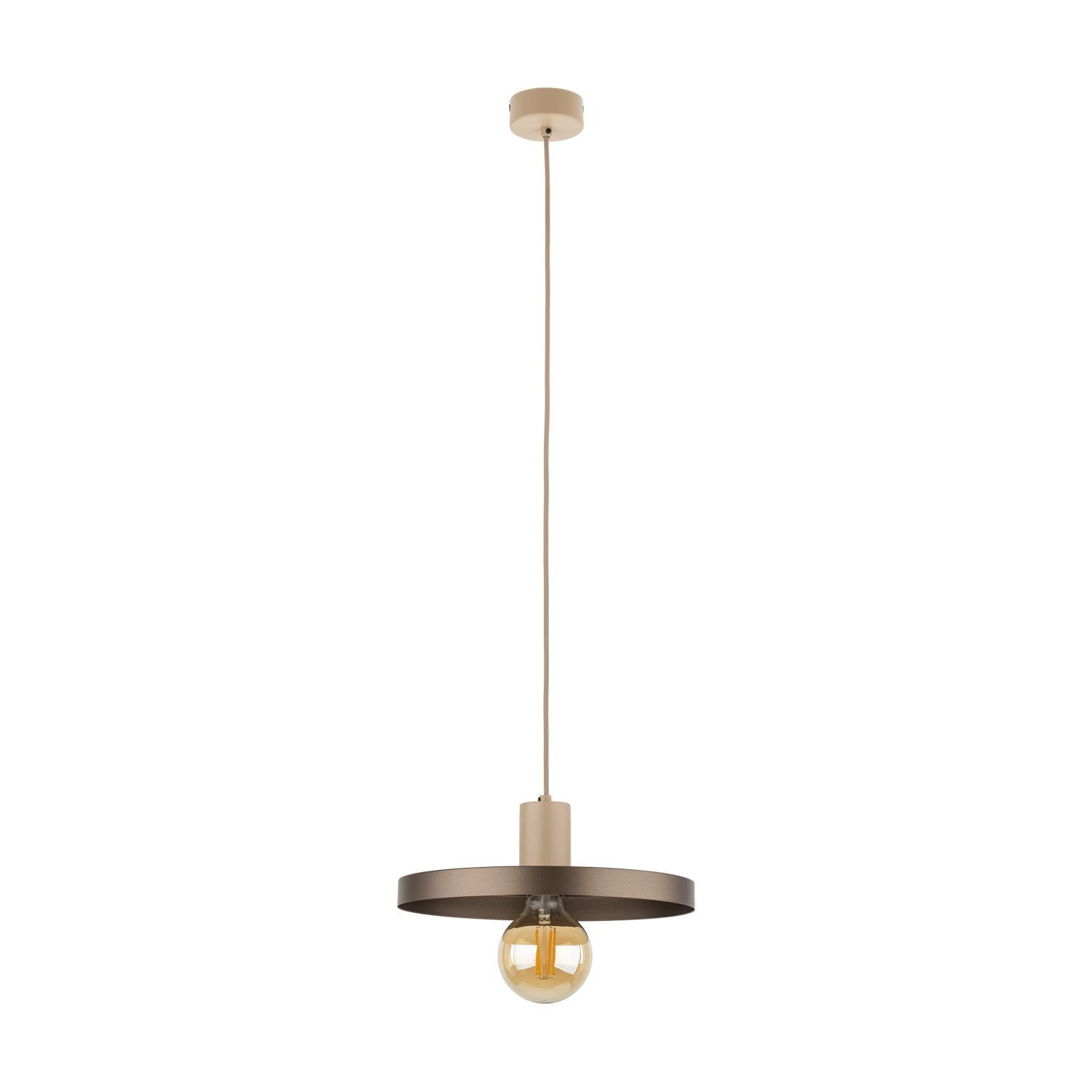 Pendelleuchte E27 Ø30 cm rund Sandgrau Braun Vintage