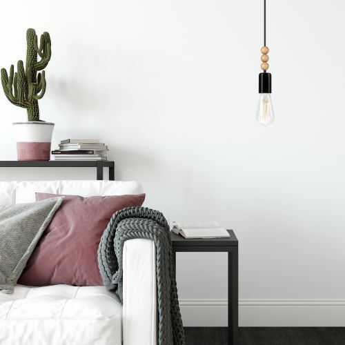 Hängelampe Esstisch Schwarz Holz Wohnzimmer Licht