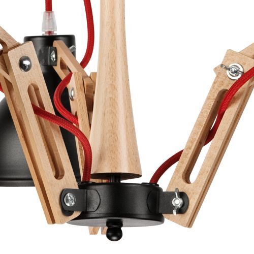 Holz schwarze Deckenleuchte 3-flmg Wohnzimmer