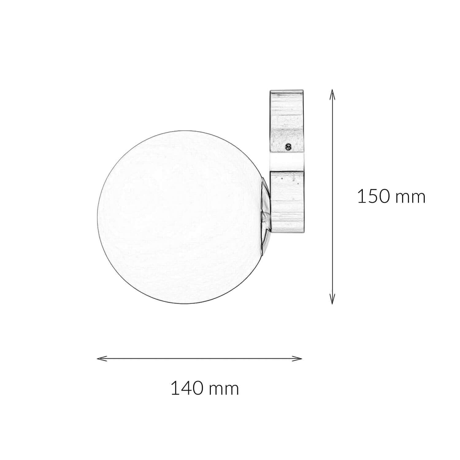 Kleine Wandleuchte rund Kugel Schirm Glas IP44