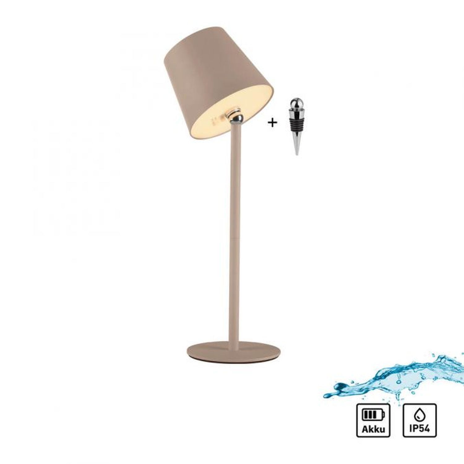 LED Akku Tischlampe Sandfarben dimmbar Touch 37 cm 2 W