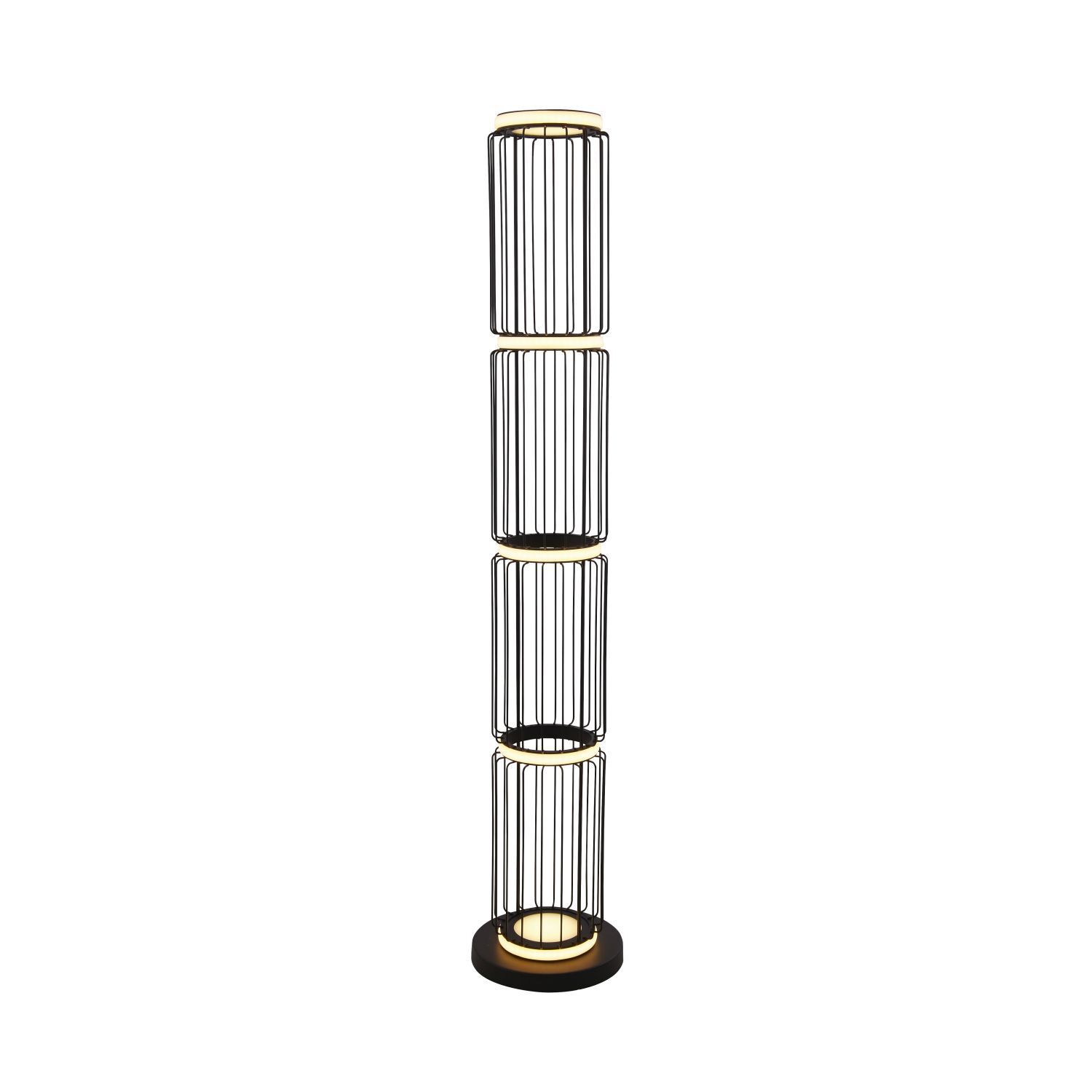 Niedrige Stehlampe LED 117 cm Schwarz Weiß rund