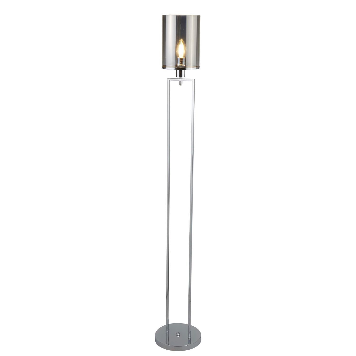 Stehlampe klein 144 cm Rauchglas Metall Grau Chrom Wohnzimmer