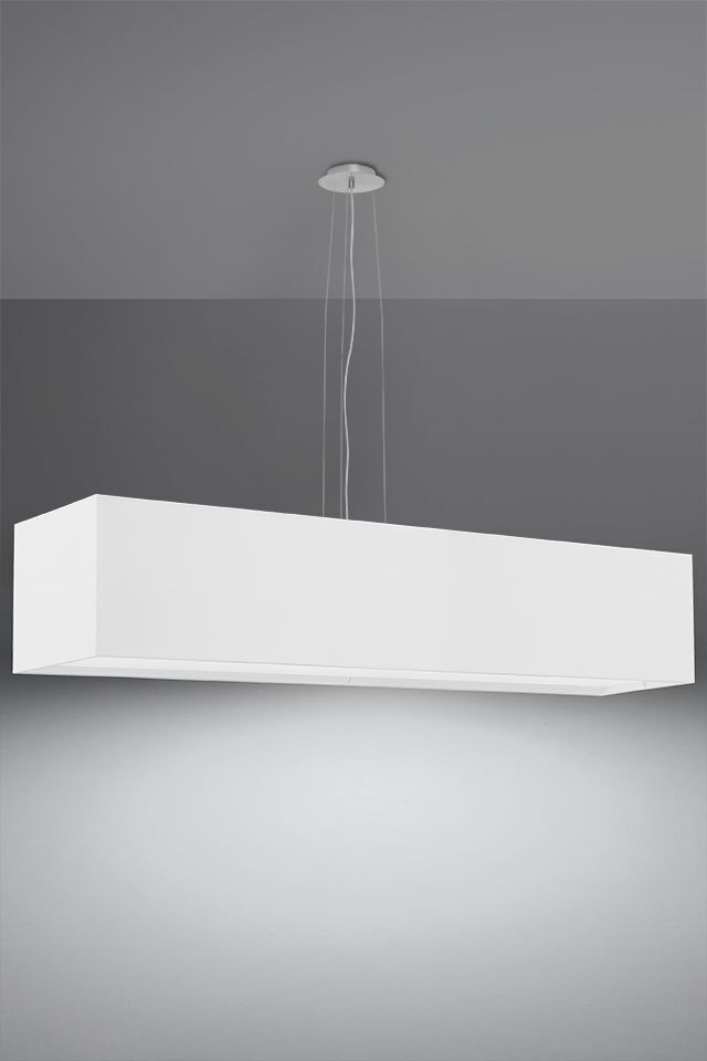 Hängelampe Stoff Glas Weiß 120 cm breit blendarm 5x E27
