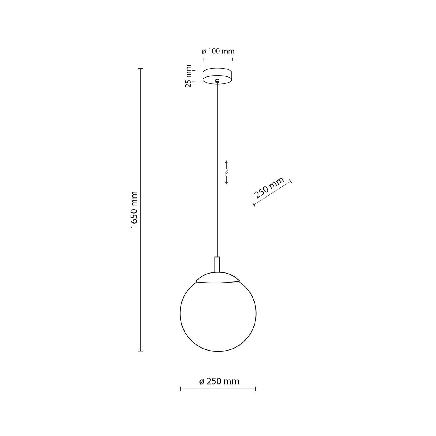 Pendelleuchte Glas Kugel Ø 25 cm Schwarz Weiß E27 BRYCE