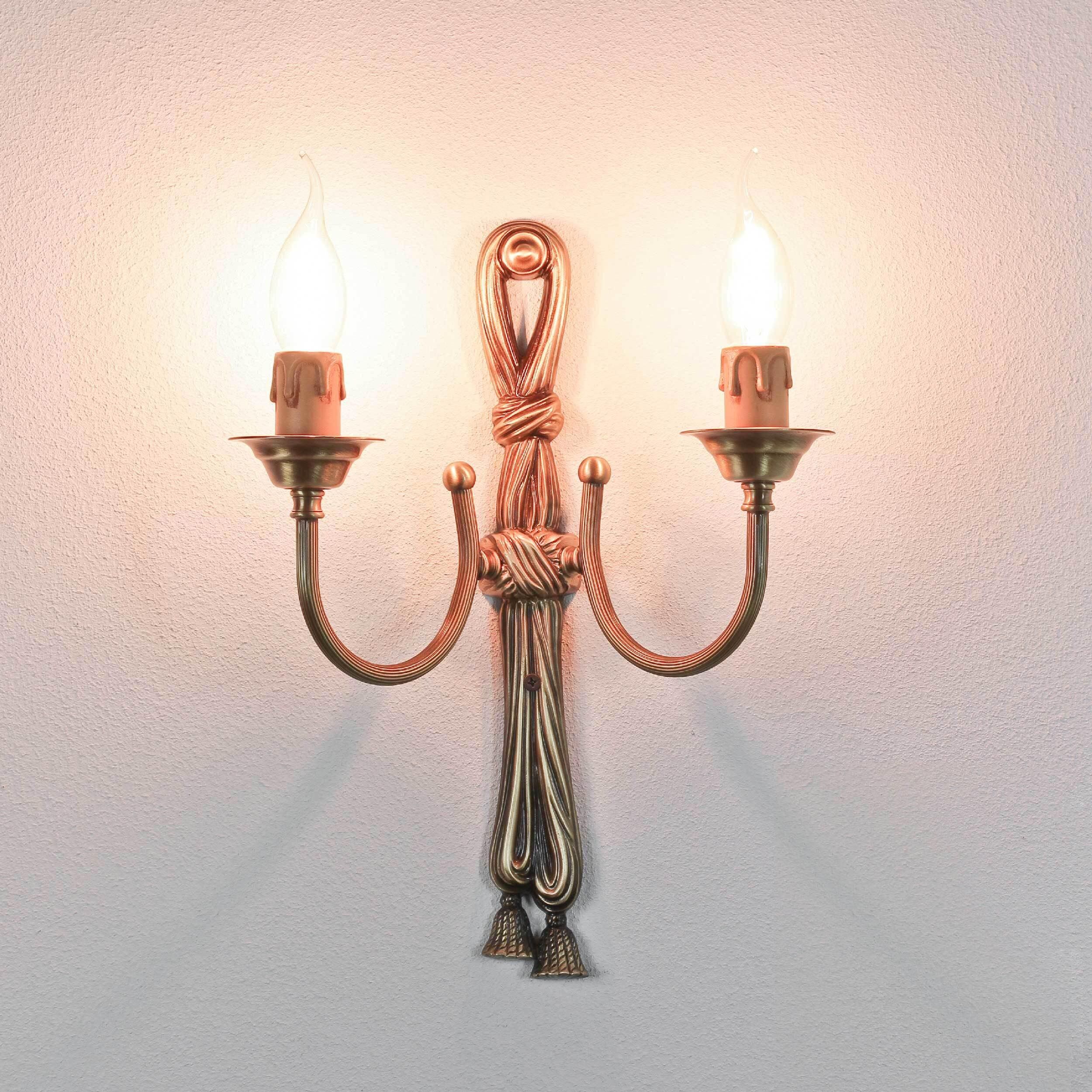 Wandlampe Leuchter 2-flmg Bronze aus Echt-Messing