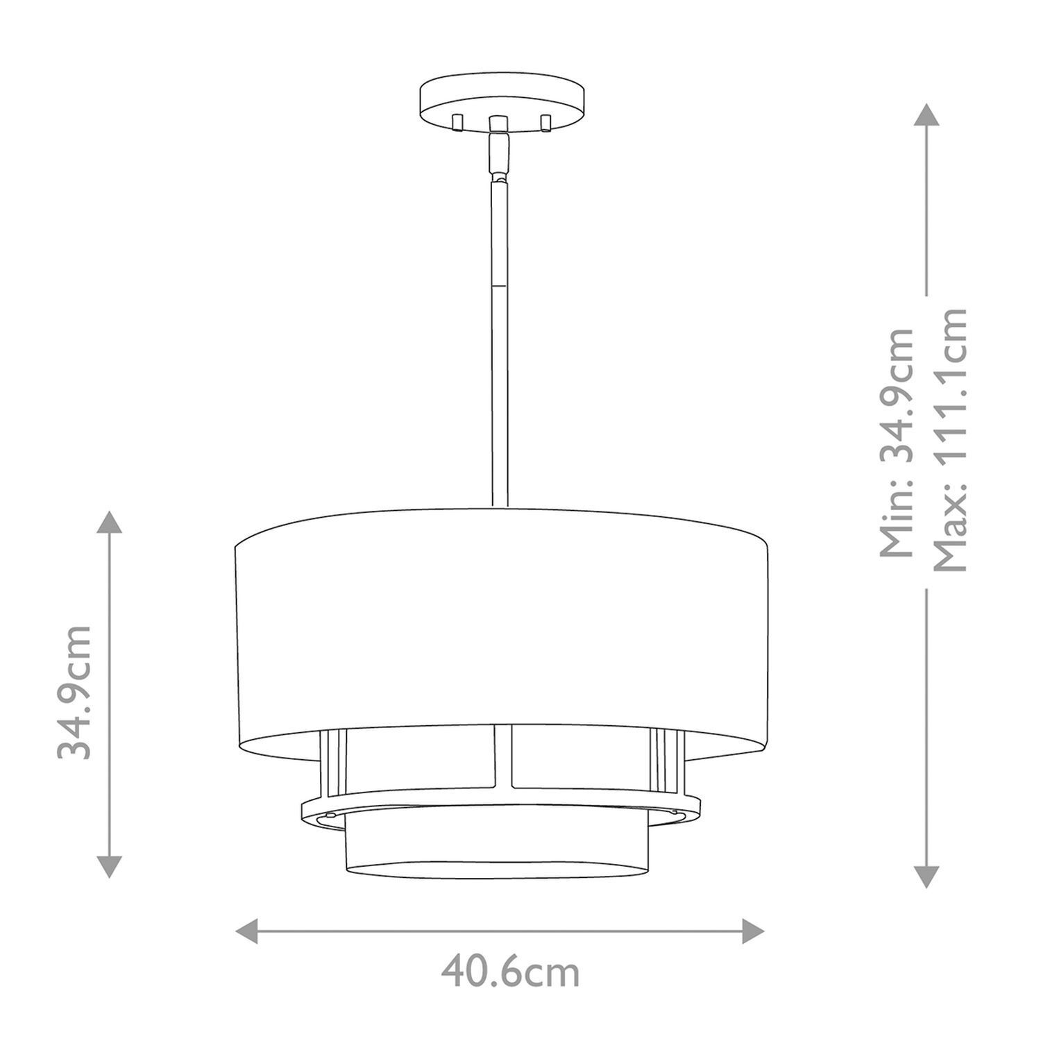 Deckenleuchte rund D: 40,6 cm E14 Modern Metall Stoff