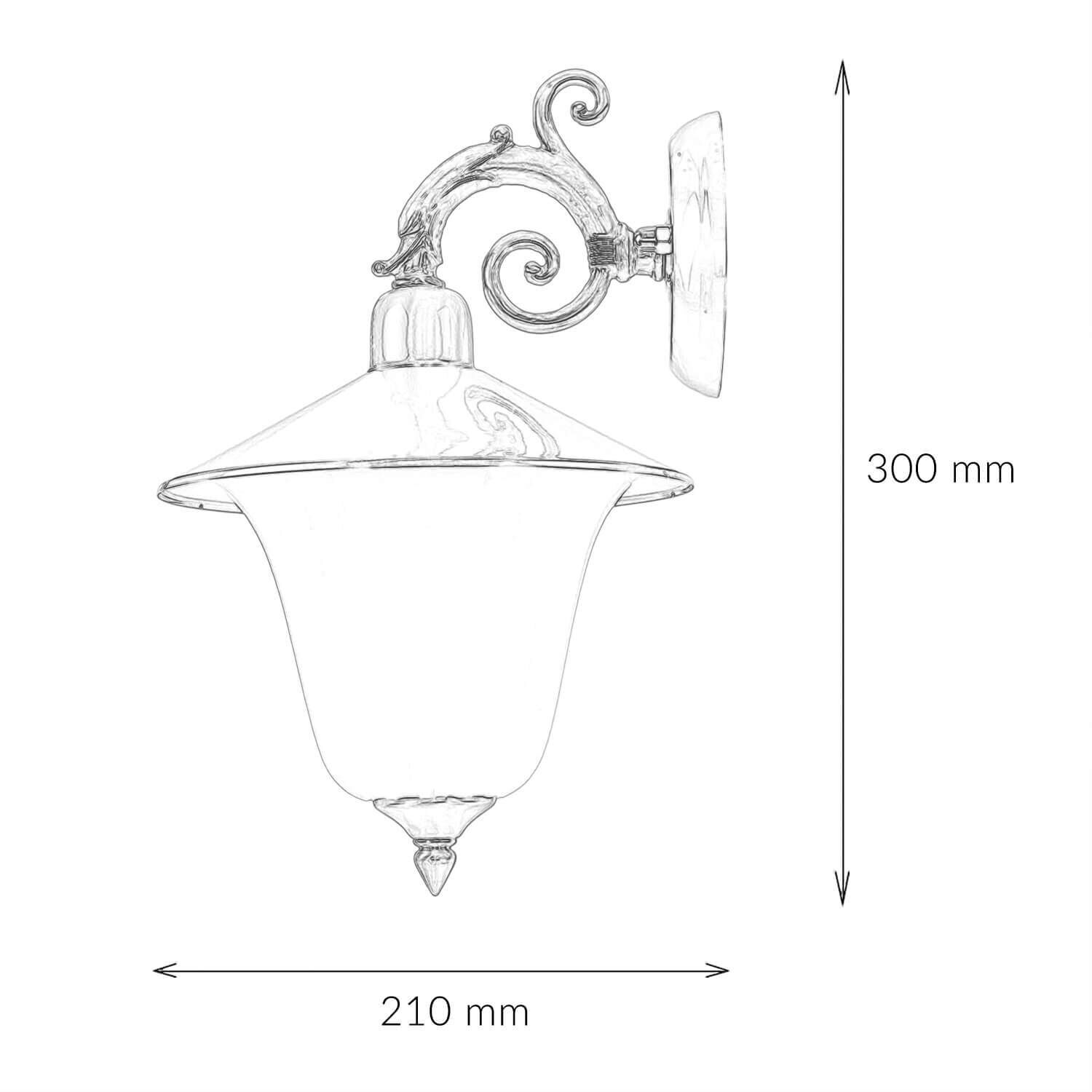 Wandlampe Außen Messing Glas Hof Rustikal IP23