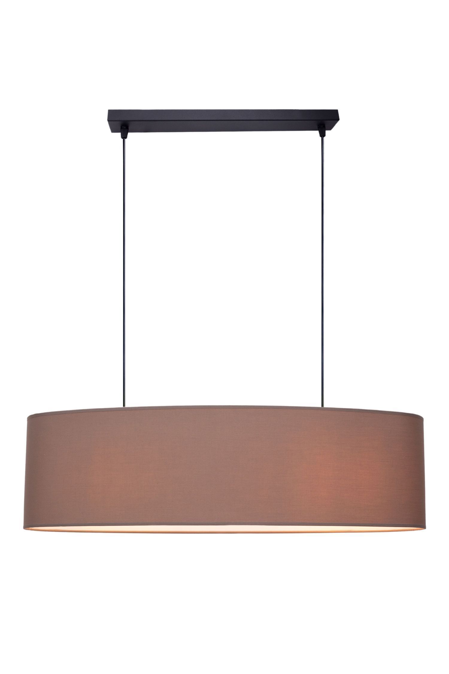 Gemütliche Hängelampe Stoff Braun 2-flammig E27 70 cm