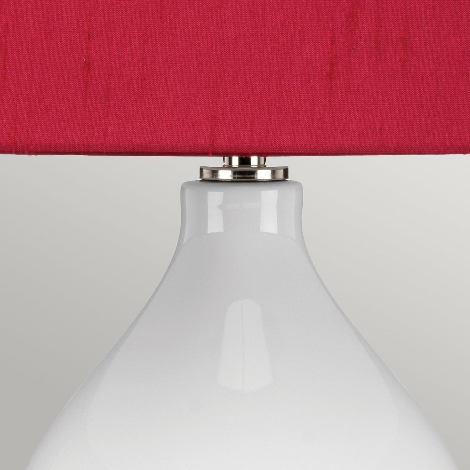 Nachttischlampe Stoff Keramik 64 cm hoch Rot Weiß